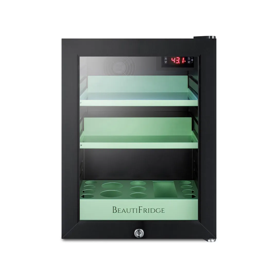 Summit LX114LG 13-3/4" Compact BeautiFridge Cosmetics Refrigerator, Spring Mint Shelves, 0.85 cu.ft