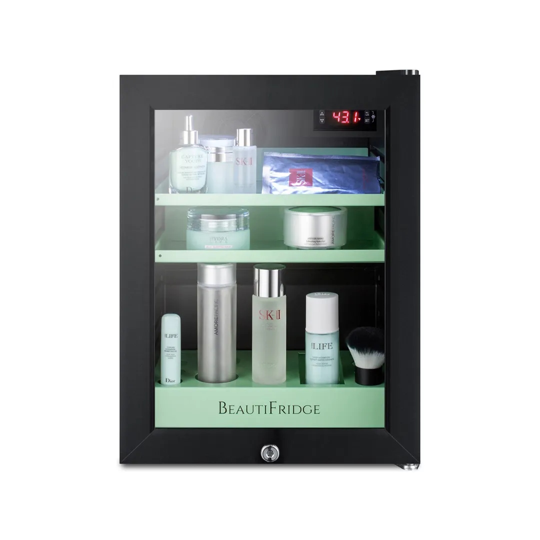 Summit LX114LG 13-3/4" Compact BeautiFridge Cosmetics Refrigerator, Spring Mint Shelves, 0.85 cu.ft