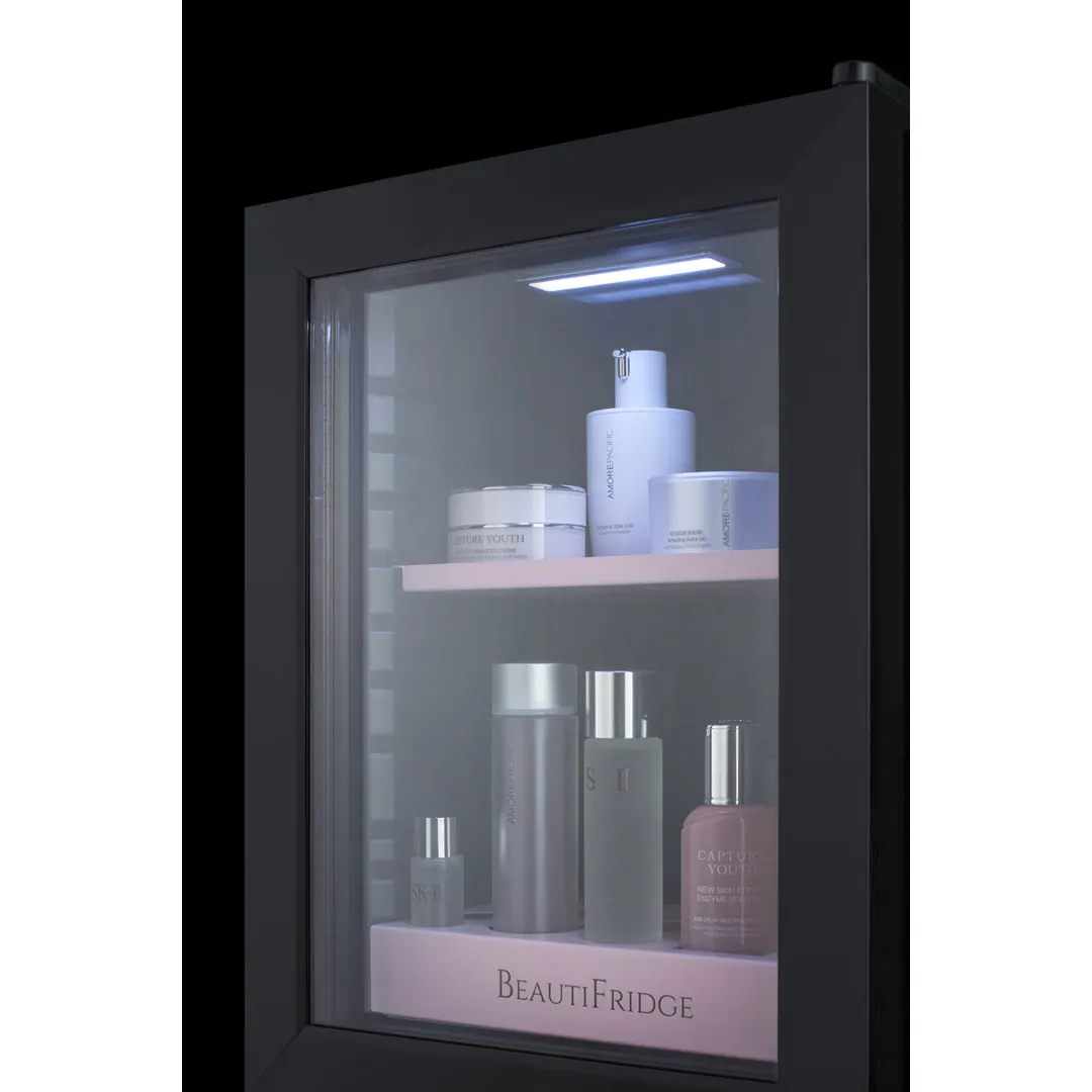 Summit LX114LP 13-3/4" Compact BeautiFridge Cosmetics Refrigerator, Pink Shelves, 0.85 cu.ft
