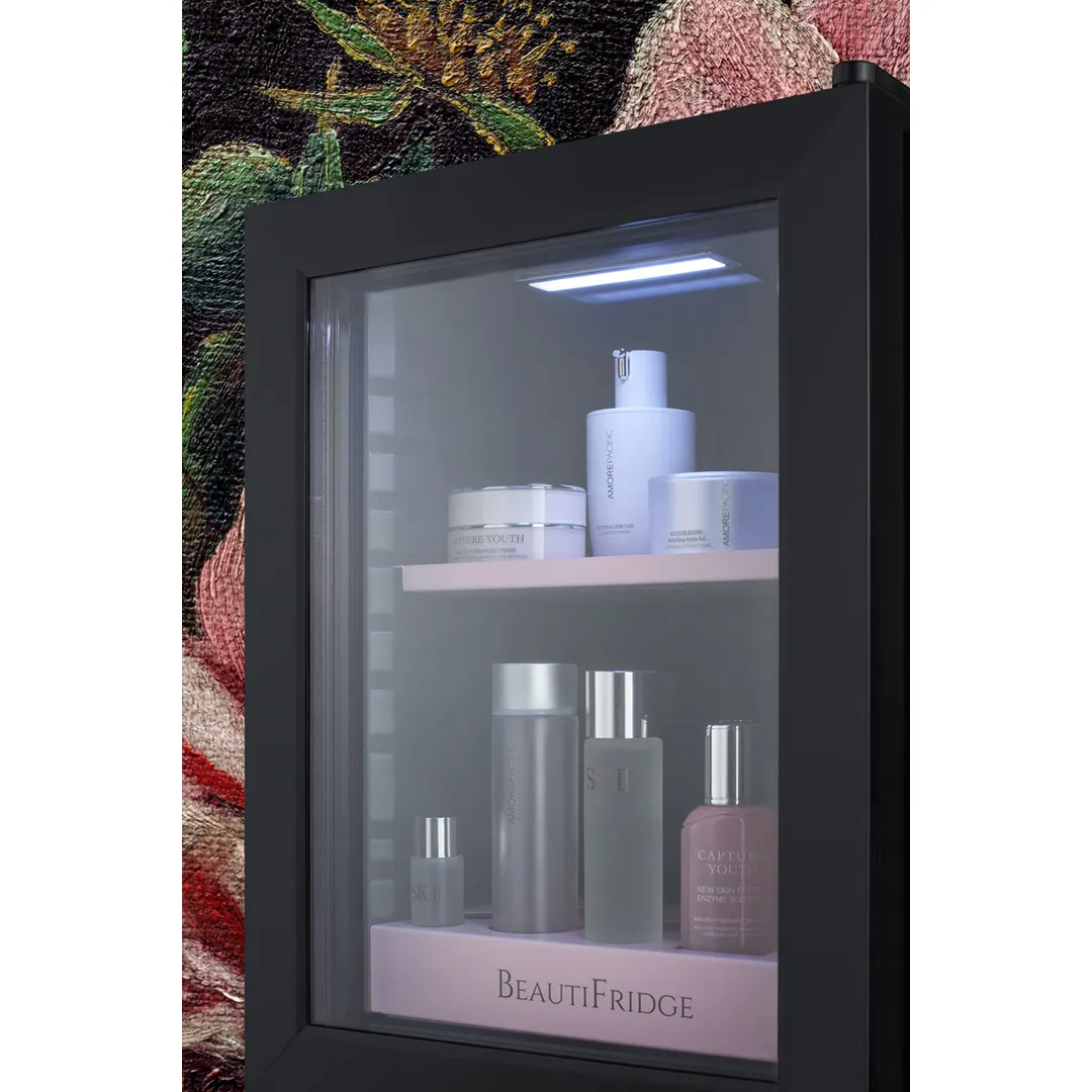 Summit LX114LP 13-3/4" Compact BeautiFridge Cosmetics Refrigerator, Pink Shelves, 0.85 cu.ft