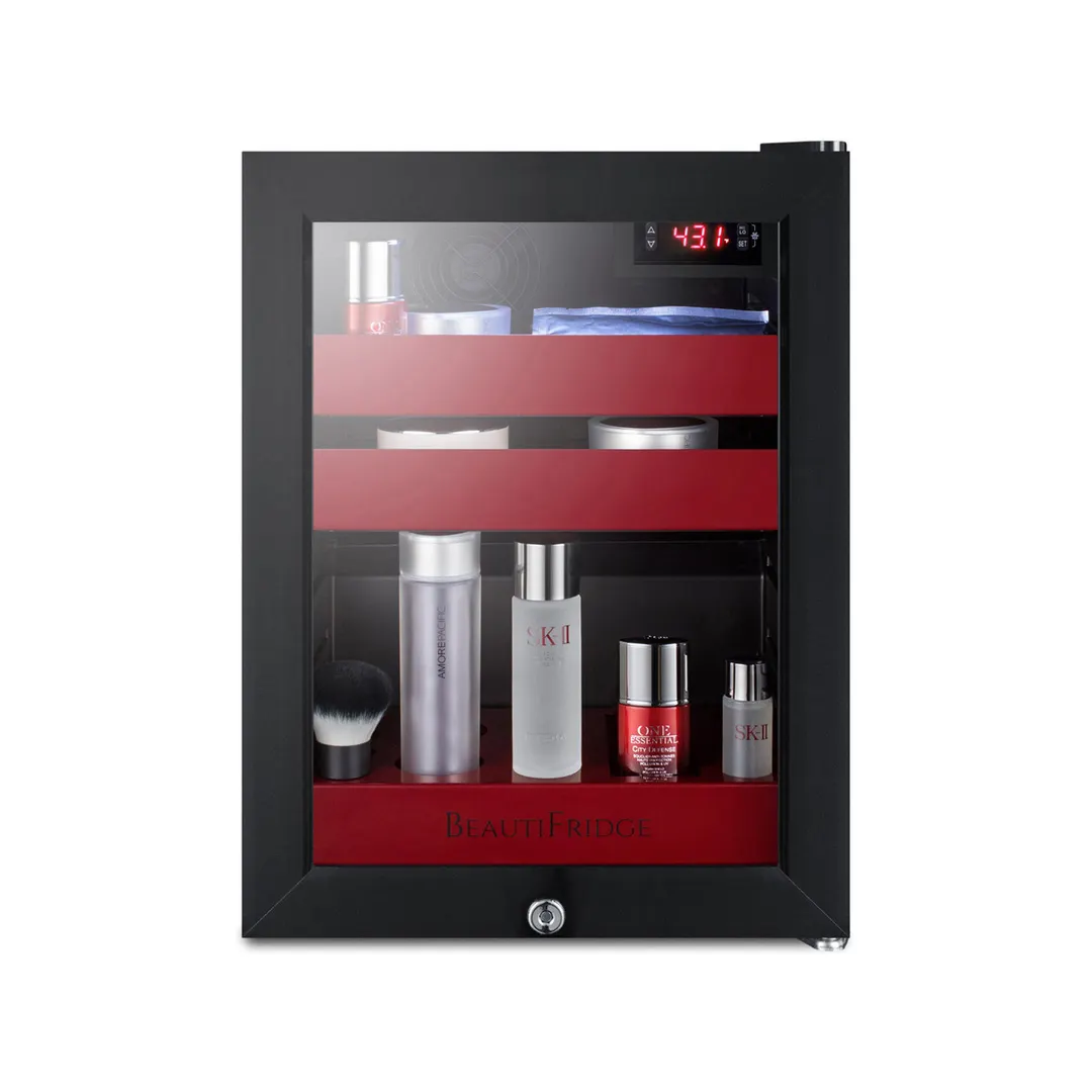 Summit LX114LR 13¾" BeautiFridge Refrigerator, 0.85 cu.ft, Black, Glass Door with Lock, R600a, 115V