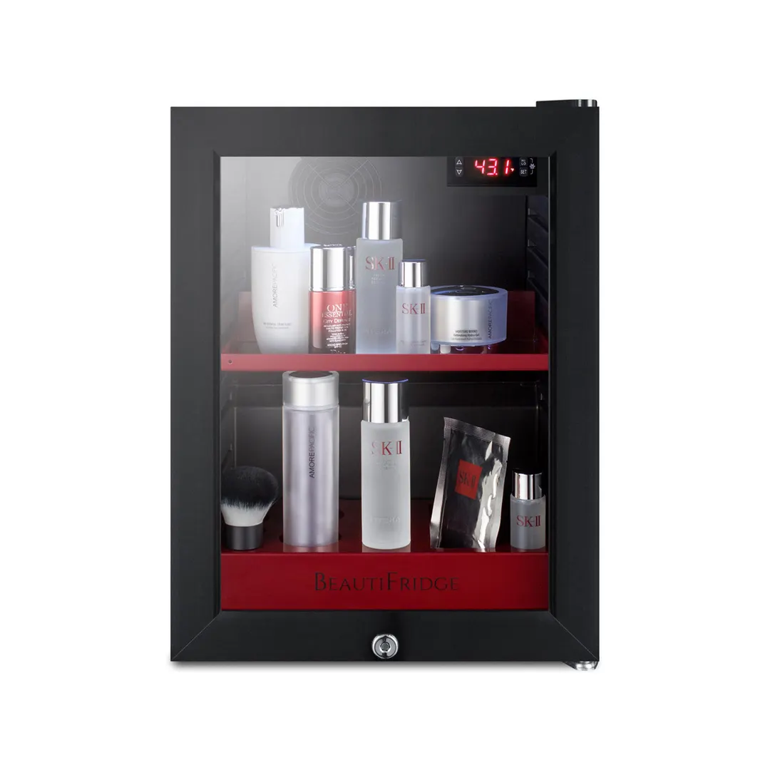 Summit LX114LR 13¾" BeautiFridge Refrigerator, 0.85 cu.ft, Black, Glass Door with Lock, R600a, 115V