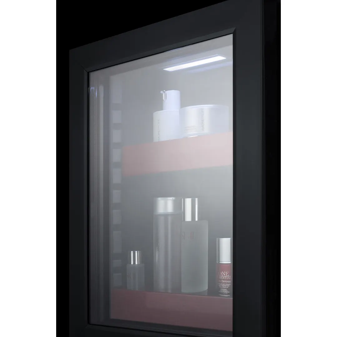 Summit LX114LR 13¾" BeautiFridge Refrigerator, 0.85 cu.ft, Black, Glass Door with Lock, R600a, 115V