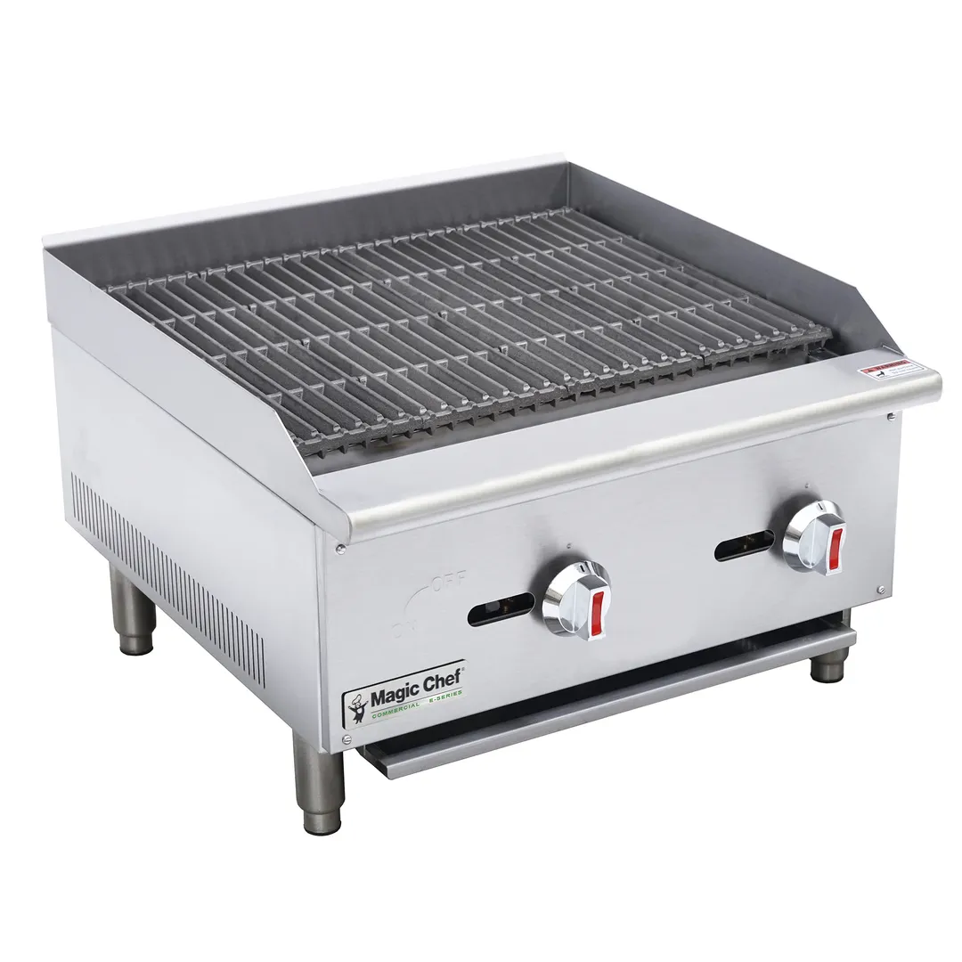 Magic Chef M24CB 24" Countertop Gas Radiant Charbroiler w/ (2) Burners, 60.000 BTU