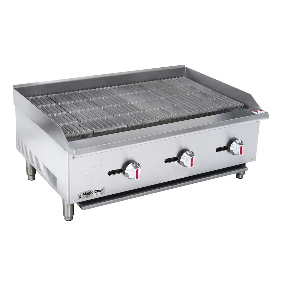 Magic Chef M36CB 36" Countertop Gas Radiant Charbroiler w/ (3) Burners, 90.000 BTU