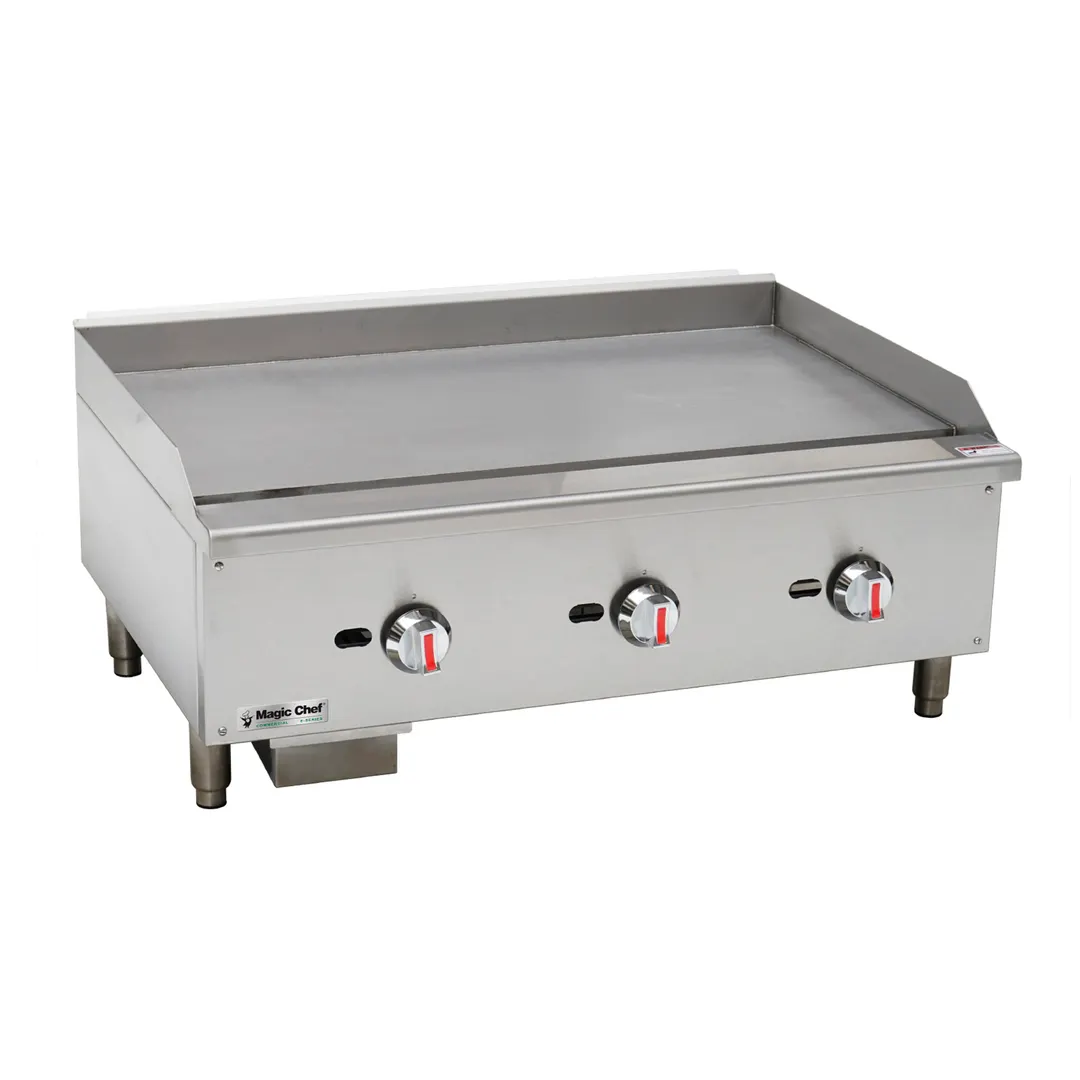 Magic Chef M36TG 36" Countertop Thermostatic Gas Griddle, 5/8" Steel Plate, 90.000 BTU