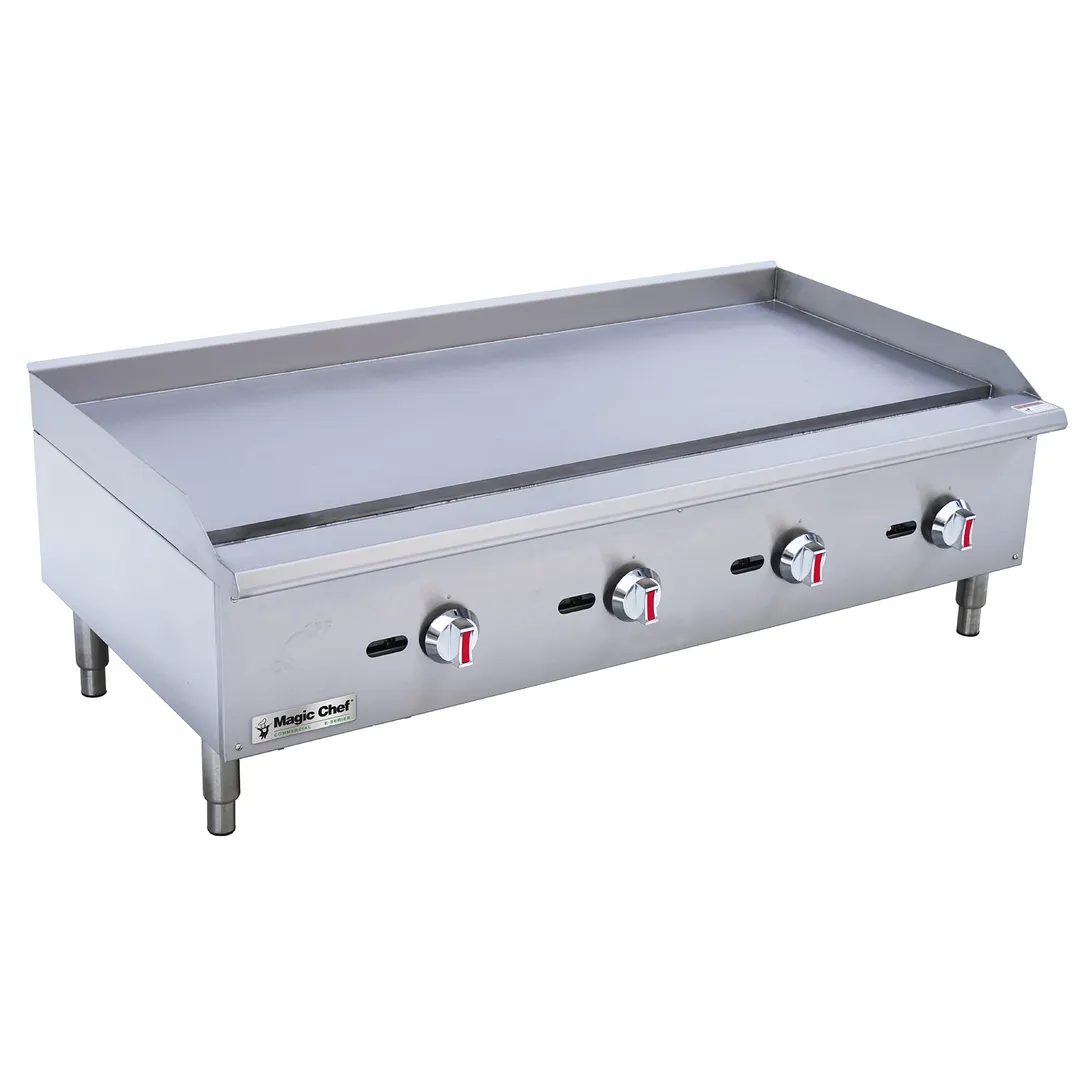 Magic Chef M48TG 48" Countertop Thermostatic Gas Griddle, 5/8" Steel Plate, 120.000 BTU