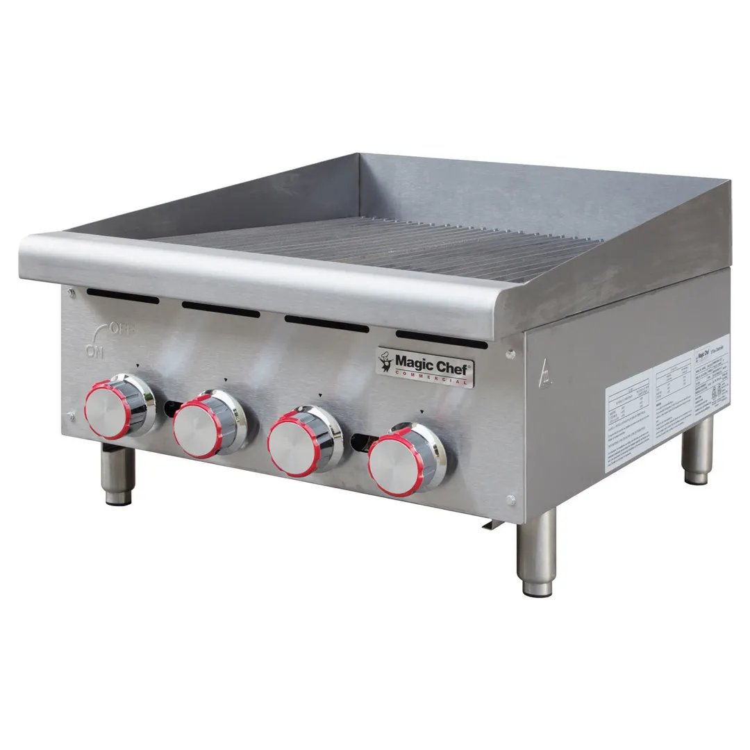 Magic Chef MCCCB24A 24" Countertop Gas Radiant Charbroiler w/ (4) Burners, 80.000 BTU