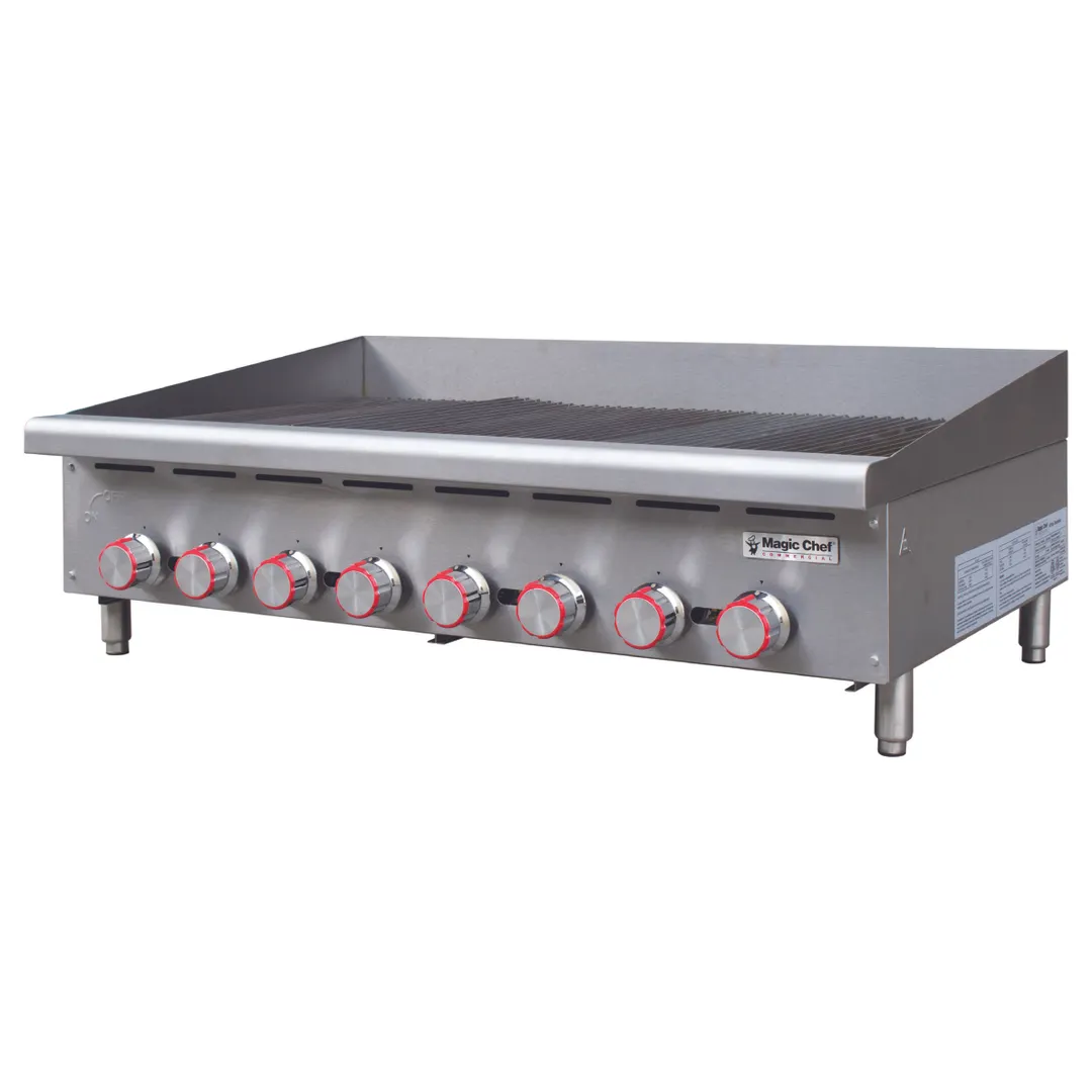 Magic Chef MCCCB48A 48" Countertop Gas Radiant Charbroiler w/ (8) Burners, 160.000 BTU