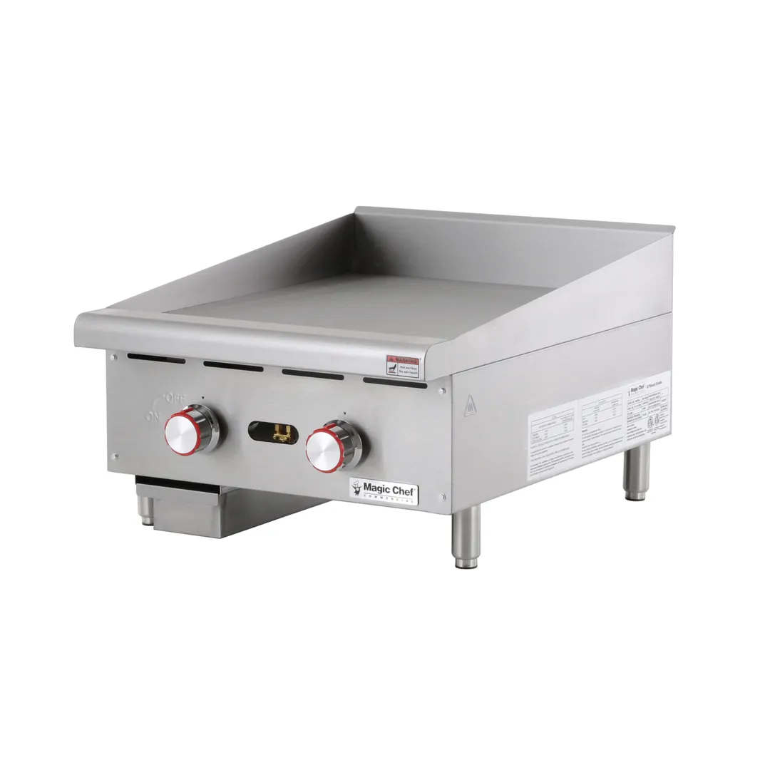 Magic Chef MCCMG24A 24" Countertop Manual Gas Griddle, 1" Steel Plate, 68.000 BTU