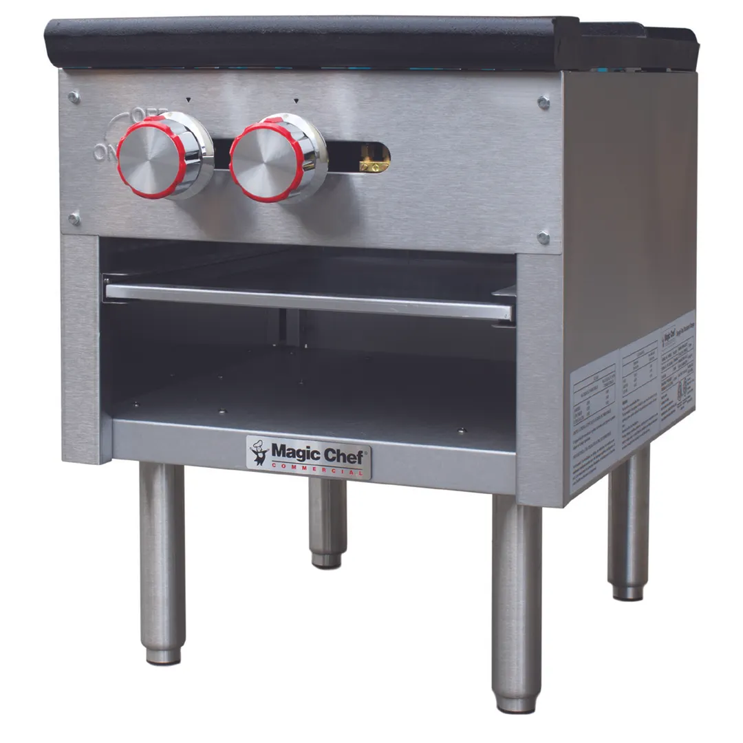 Magic Chef MCCSR1A 18" Natural Gas Stock Pot Range w/ (1) Three Ring Burner, Manual Controls, 80.000 BTU