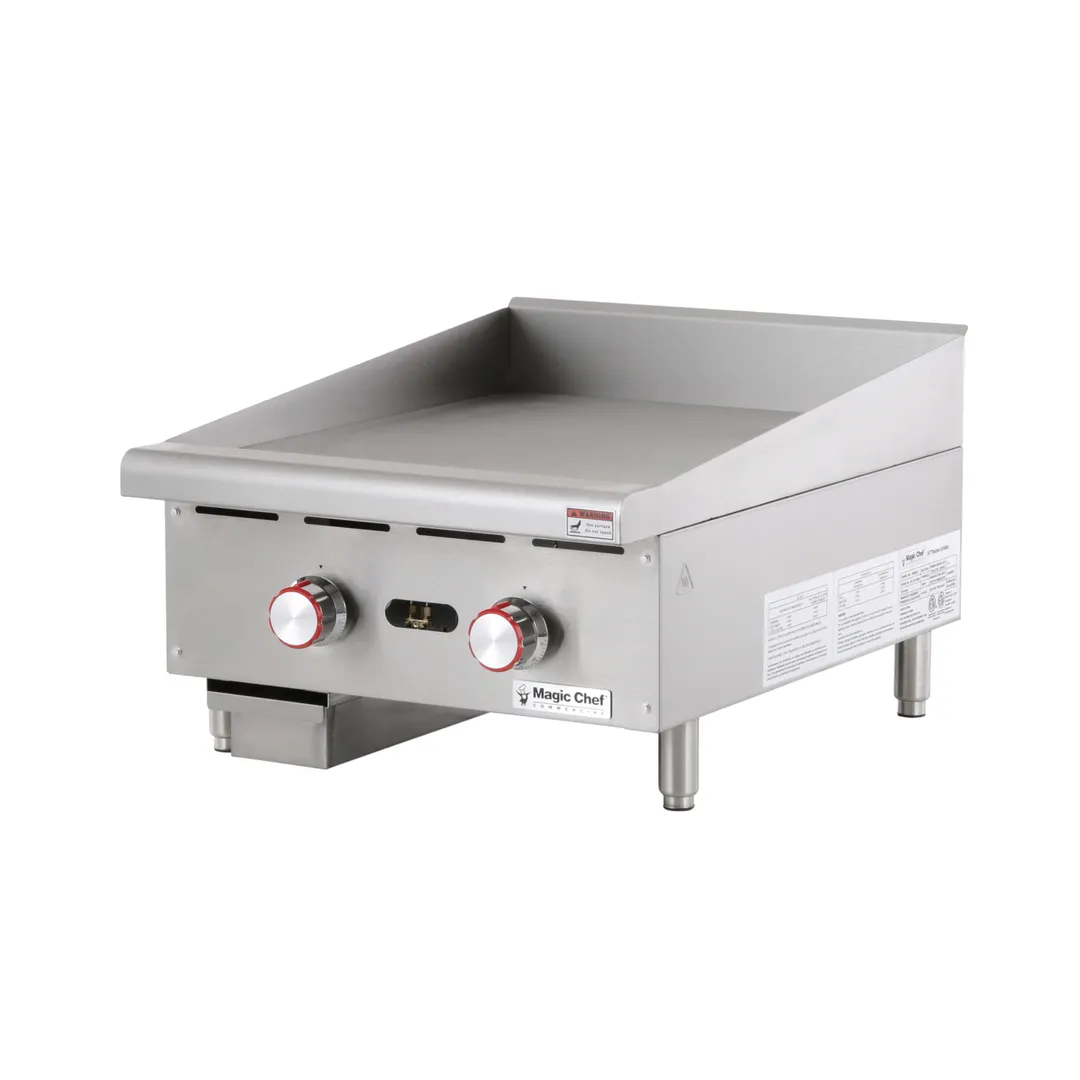 Magic Chef MCCTG24A 24" Countertop Thermostatic Gas Griddle, 1" Steel Plate, 60.000 BTU