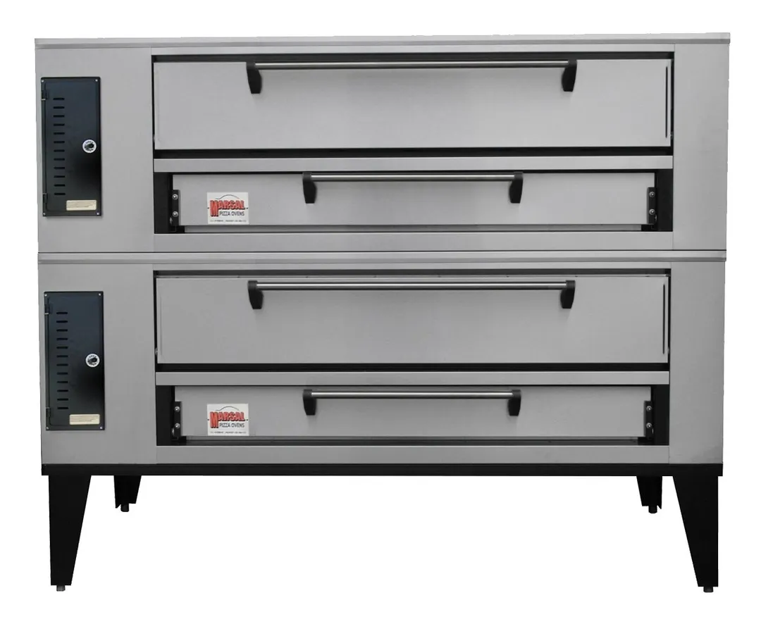 Marsal SD-10866 STACKED Gas Double Deck Pizza Oven, Two 10"H x 44" x 66" Baking Chambers