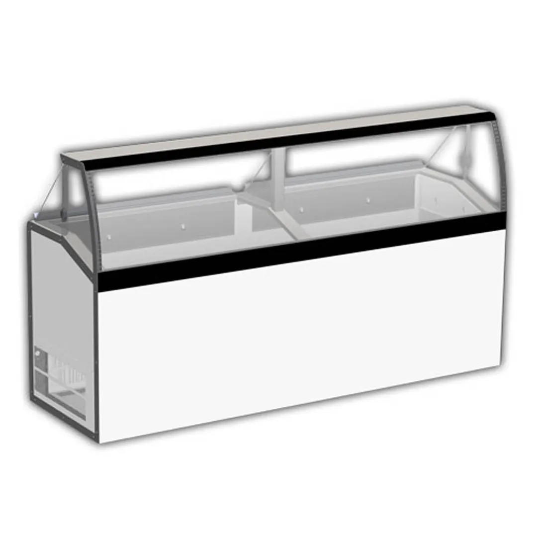 Master-Bilt DD-88LCG 90" Low Ice Cream Dipping Cabinet w/ Curved Sneeze Guard