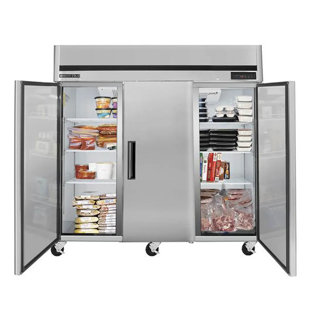 Maxx Cold MCFT-72FDHC 81" 3-Solid Door Reach-In Freezer, Top Mounted, 66.7 cu. ft., Stainless Steel
