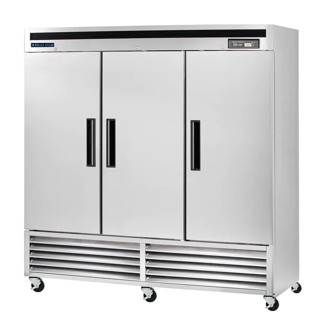 Maxx Cold MCR-72FDHC 81" 3-Section Reach-In Refrigerator w/ 3 Solid Doors, Stainless Steel, 67 cu. ft.