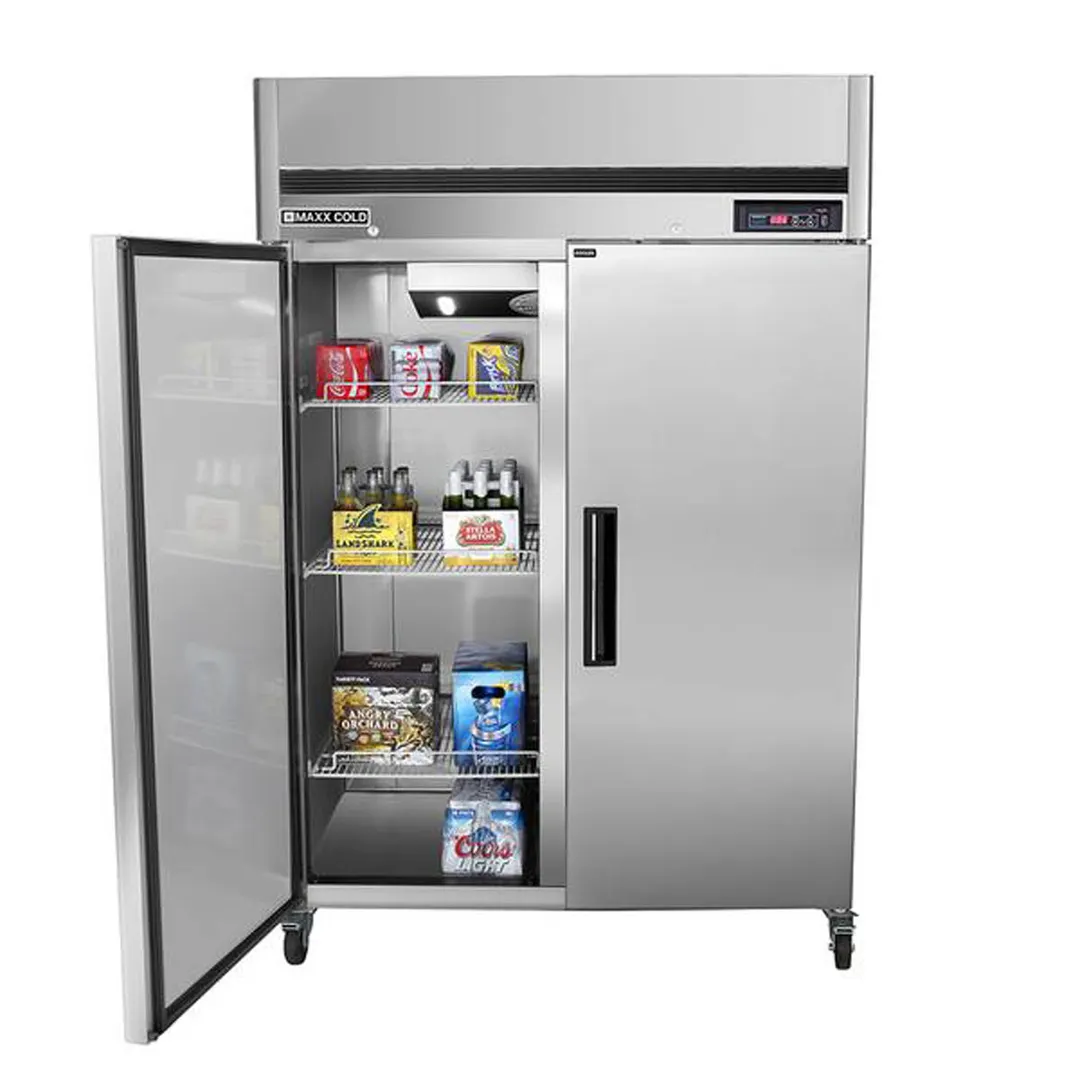 Maxx Cold MCRT-49FDHC 54" 2-Section Reach-In Refrigerator w/ 2 Solid Doors, Top Mount, Stainless Steel, 43 cu. ft