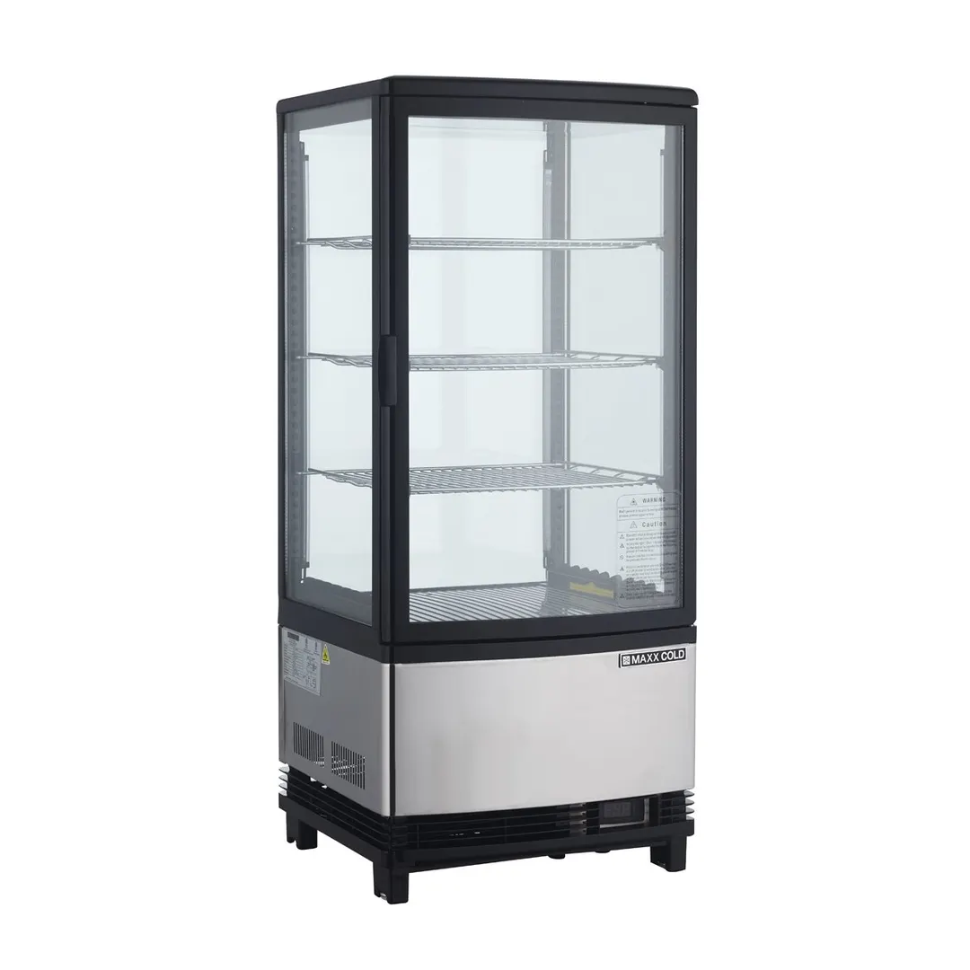 Maxx Cold MECR-31D 16" Self Service Countertop Refrigerated Display Case with 2 Pass-Thru Hinged Glass Doors , 3 Shelves - 2.89 cu. ft.