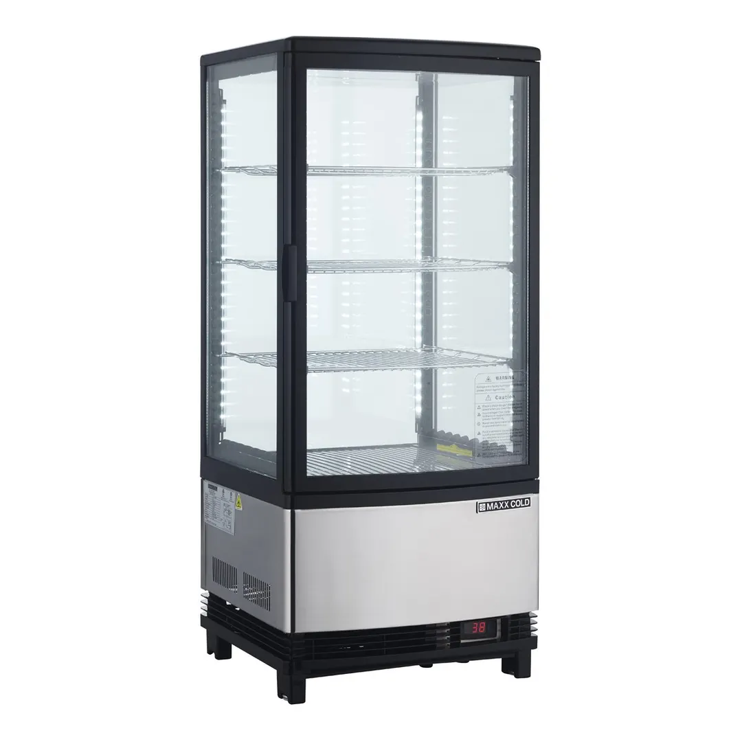 Maxx Cold MECR-31D 16" Self Service Countertop Refrigerated Display Case with 2 Pass-Thru Hinged Glass Doors , 3 Shelves - 2.89 cu. ft.