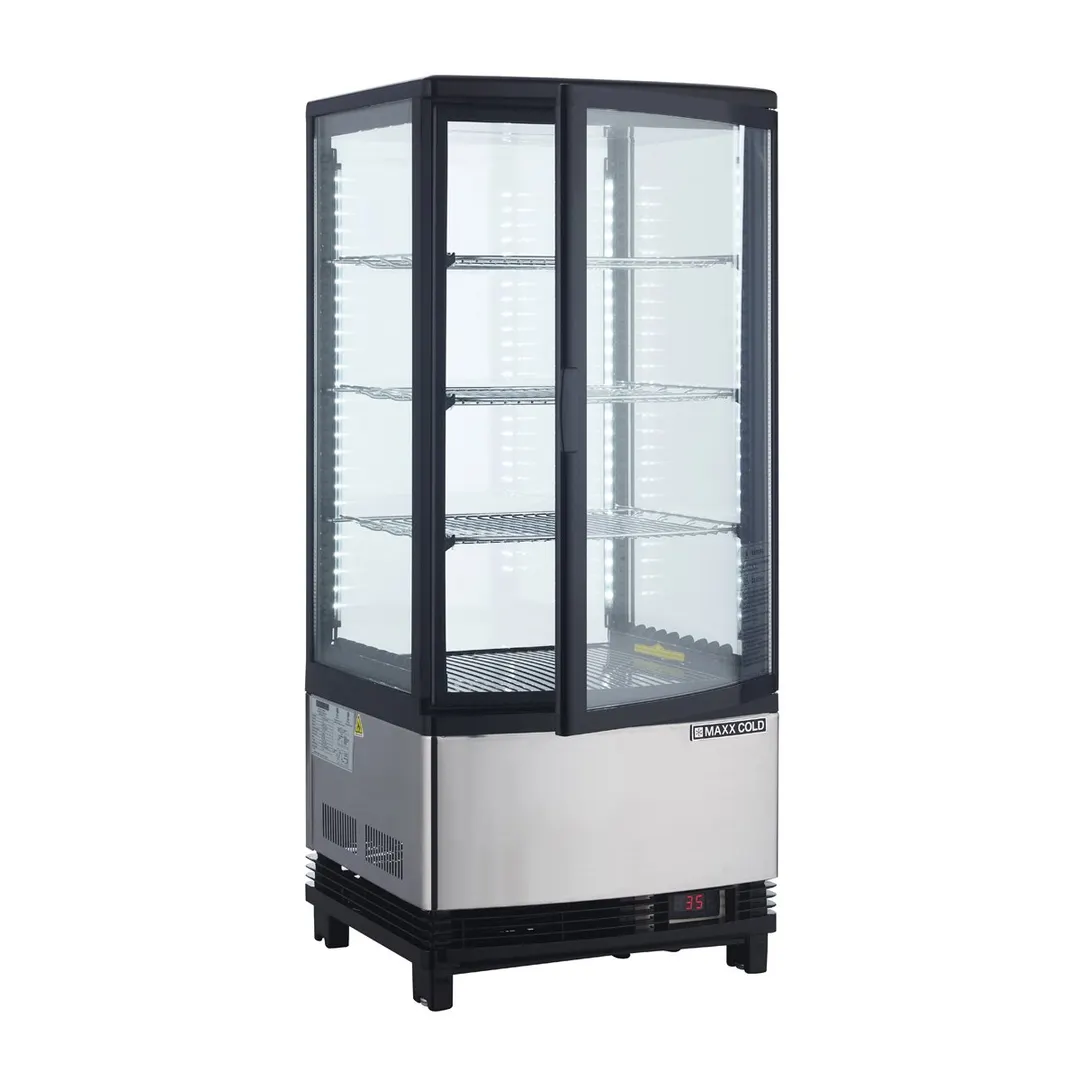 Maxx Cold MECR-31D 16" Self Service Countertop Refrigerated Display Case with 2 Pass-Thru Hinged Glass Doors , 3 Shelves - 2.89 cu. ft.