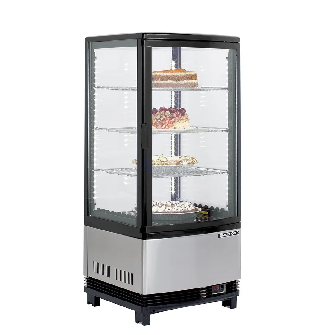 Maxx Cold MECR-31D 16" Self Service Countertop Refrigerated Display Case with 2 Pass-Thru Hinged Glass Doors , 3 Shelves - 2.89 cu. ft.