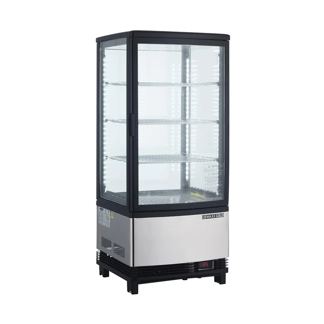 Maxx Cold MECR-32D 16" Self Service Countertop Refrigerated Display Case with 2 Pass-Thru Hinged Glass Doors , 3 Shelves - 3.03 cu. ft.