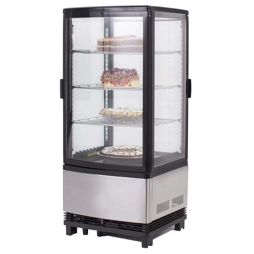 Maxx Cold MECR-32D 16" Self Service Countertop Refrigerated Display Case with 2 Pass-Thru Hinged Glass Doors , 3 Shelves - 3.03 cu. ft.