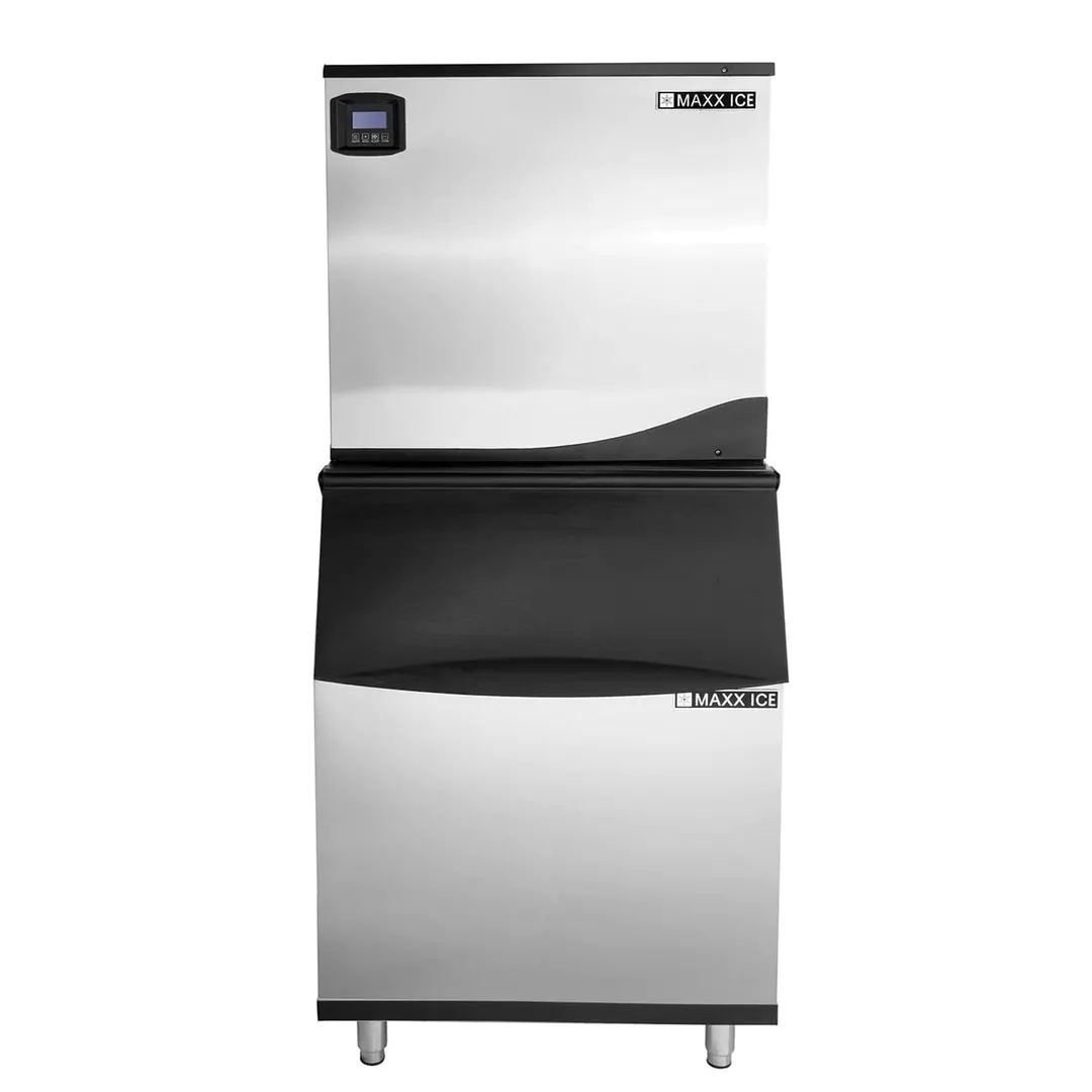 Maxx Ice MIM500N/MIB470N Air Cooled Full Cube 521 lb Ice Machine with Bin, 470 lb Storage