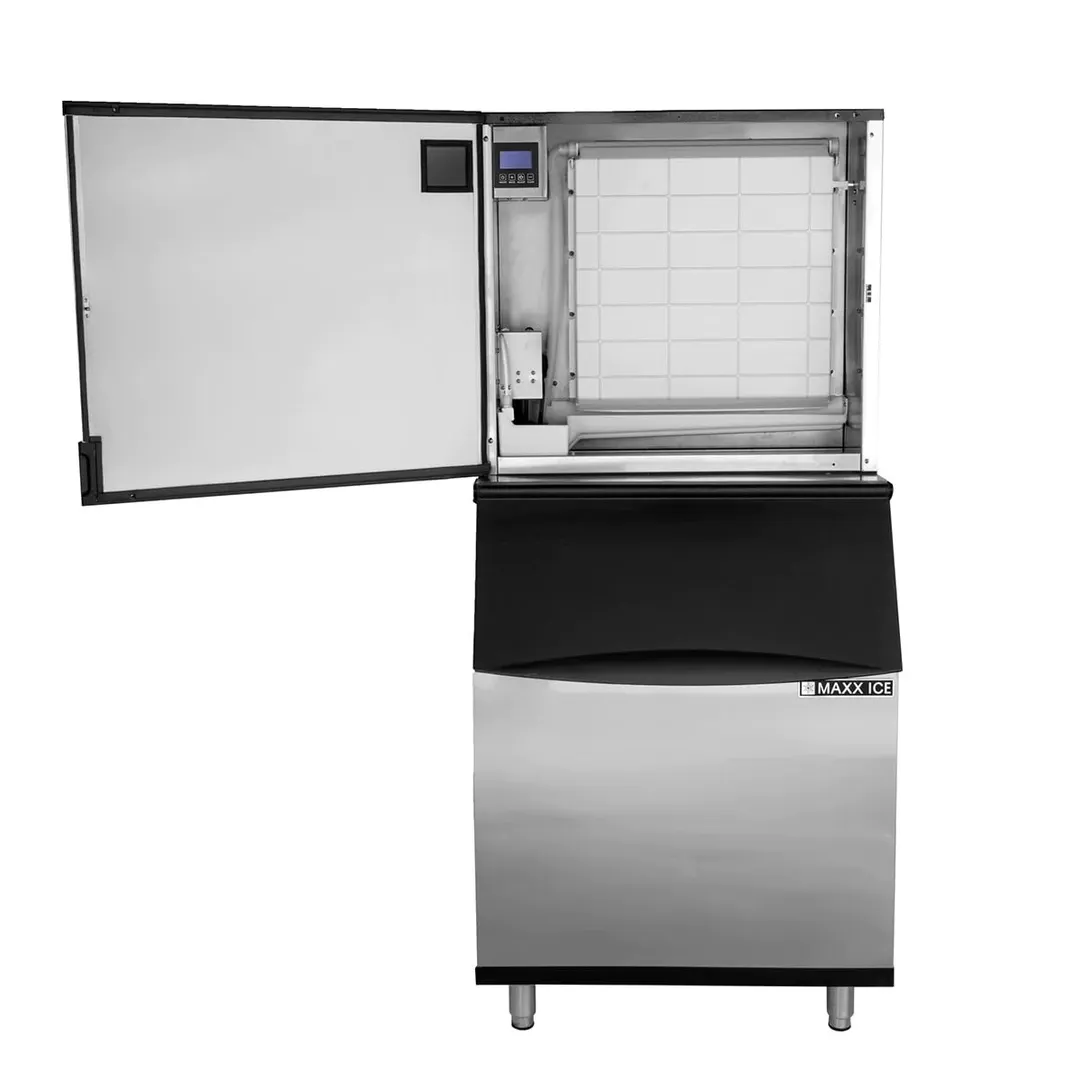 Maxx Ice MIM500N/MIB470N Air Cooled Full Cube 521 lb Ice Machine with Bin, 470 lb Storage