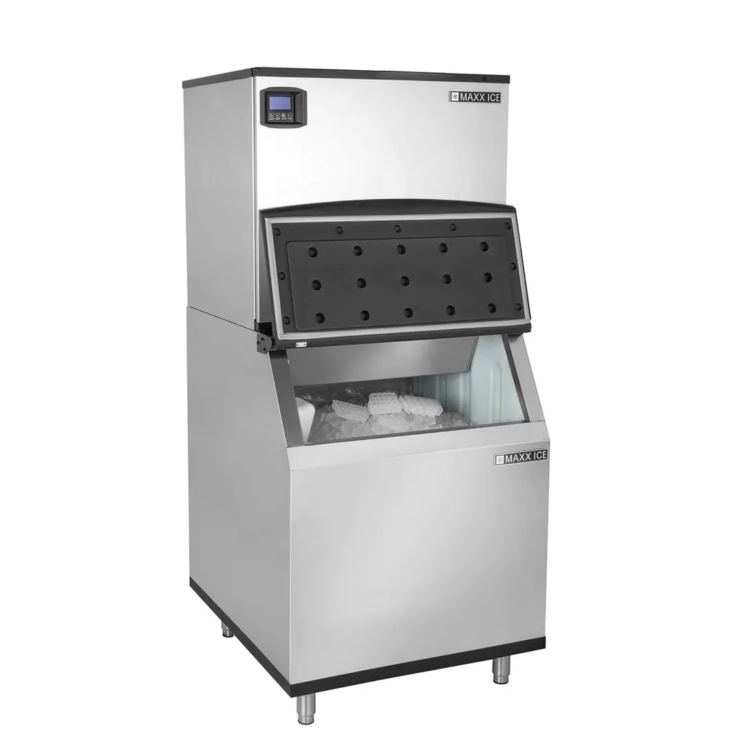 Maxx Ice MIM500N/MIB470N Air Cooled Full Cube 521 lb Ice Machine with Bin, 470 lb Storage
