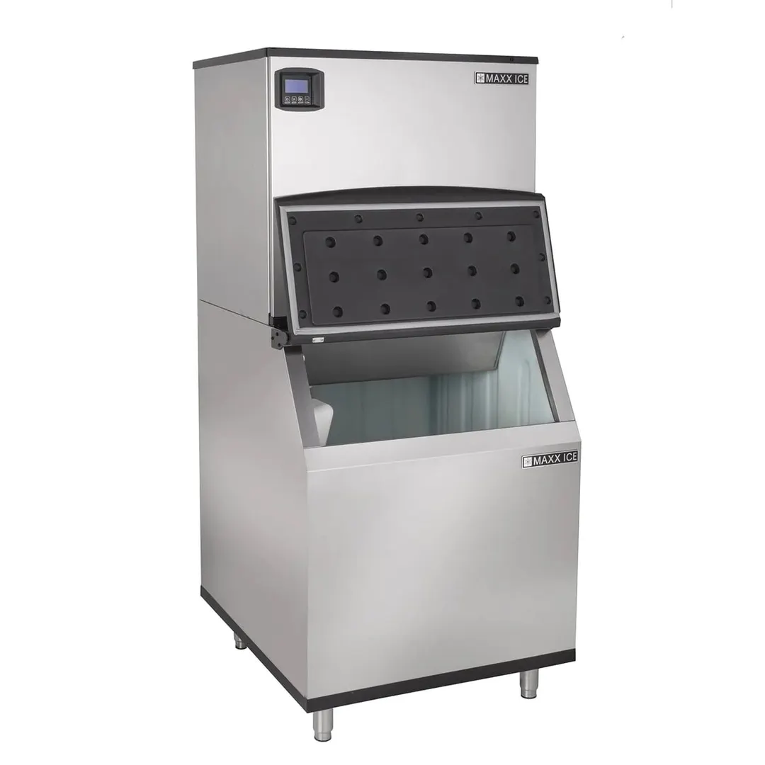 Maxx Ice MIM500N/MIB470N Air Cooled Full Cube 521 lb Ice Machine with Bin, 470 lb Storage