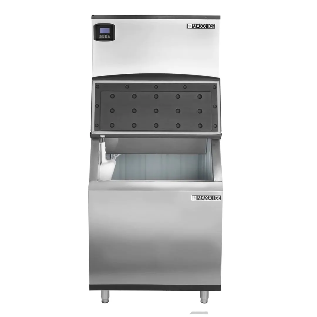 Maxx Ice MIM500N/MIB470N Air Cooled Full Cube 521 lb Ice Machine with Bin, 470 lb Storage