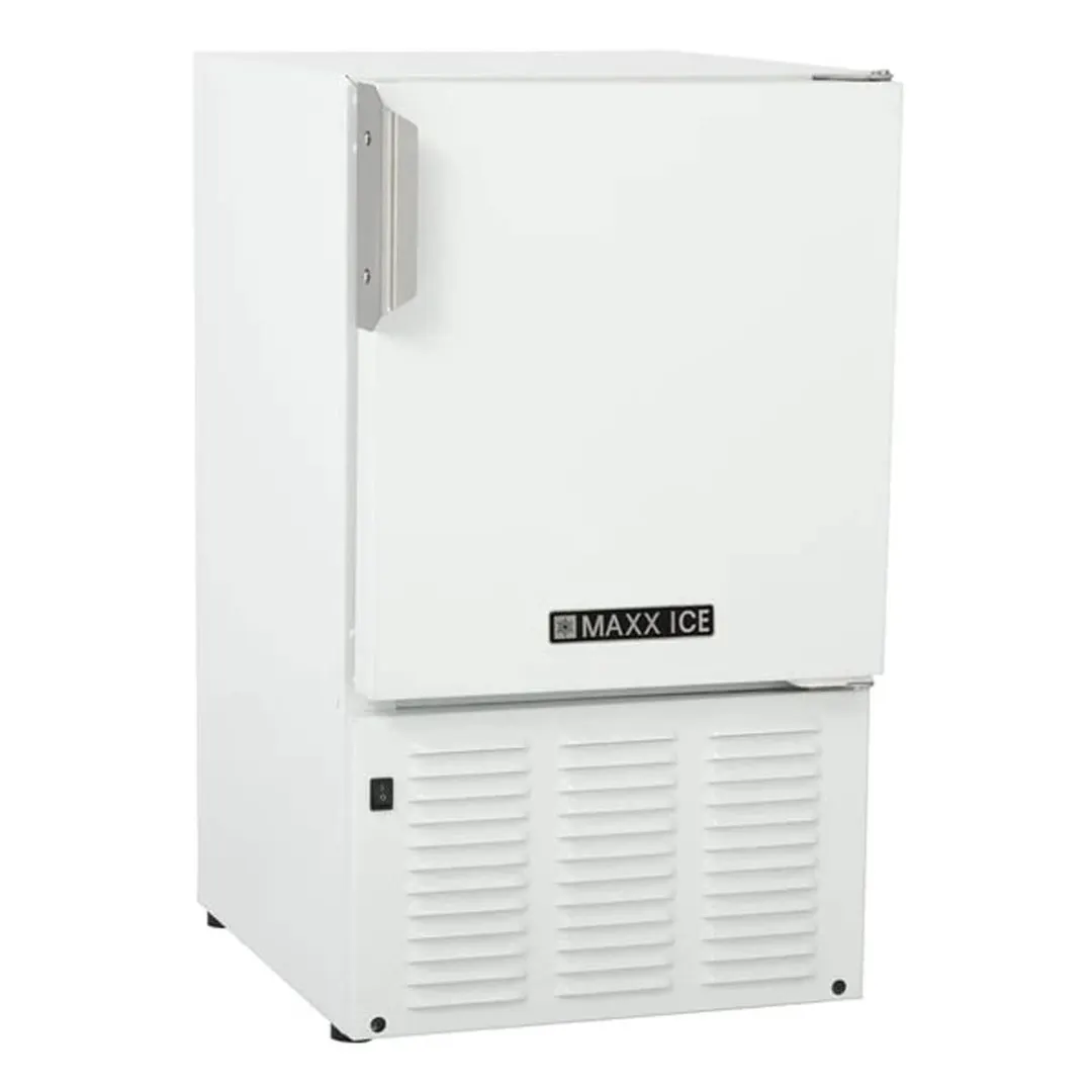 Maxx Ice MMAR25W 14" Air Cooled Crescent 25 lb Undercounter Ice Machine with 12 lb Bin, White