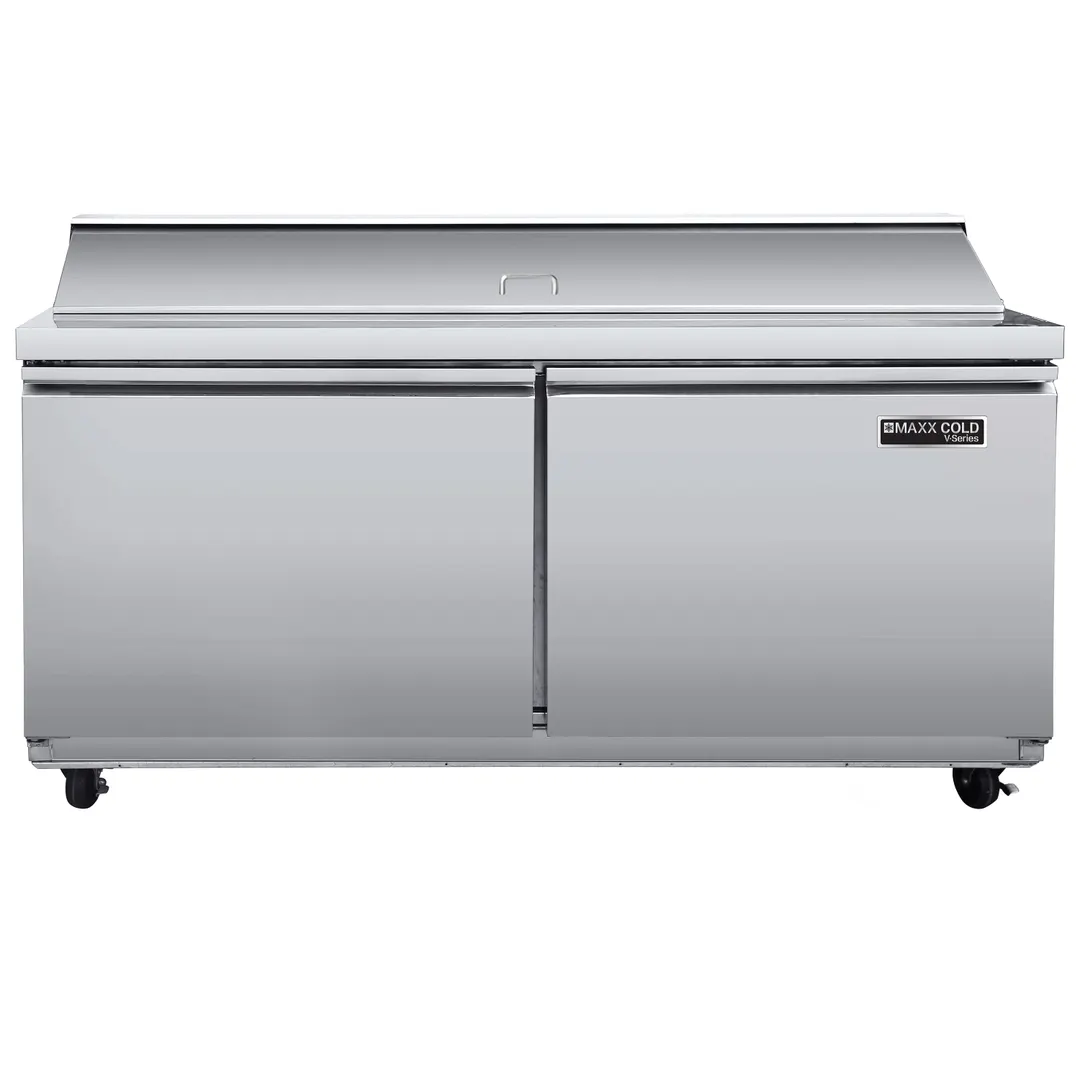 Maxx Cold MVR60SHC 60" 2-Door Sandwich and Salad Prep Table, 16 Pans, Stainless Steel