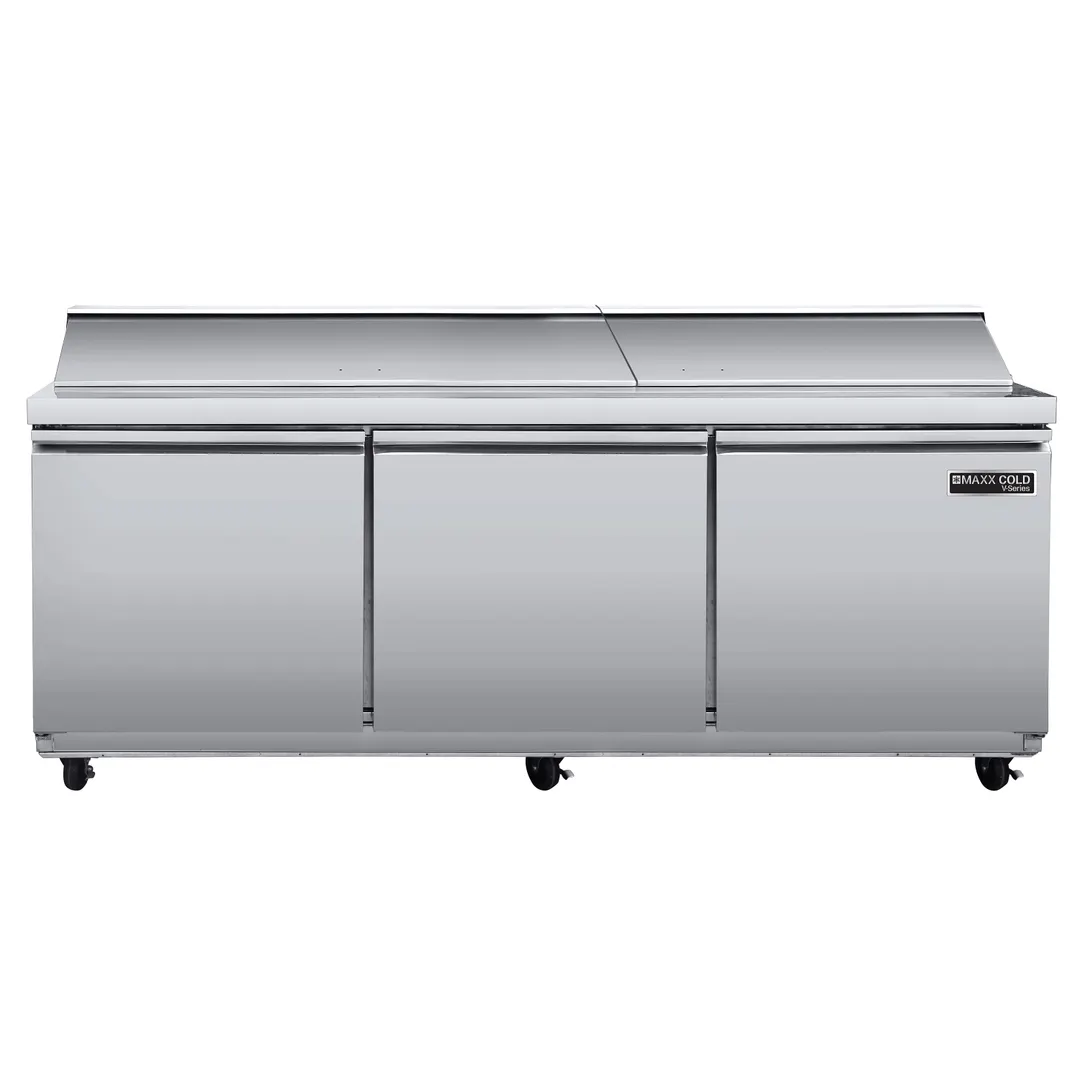 Maxx Cold MVR72MHC 72" Three Door Mega Top Sandwich Prep Table, 27 Pan Capacity
