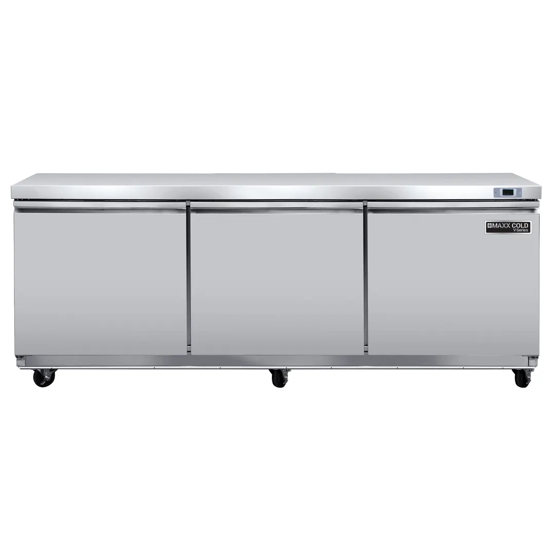 Maxx Cold MVR72UHC 72" 3-Solid Door Undercounter Refrigerator, Stainless Steel, 21.8 cu. ft.