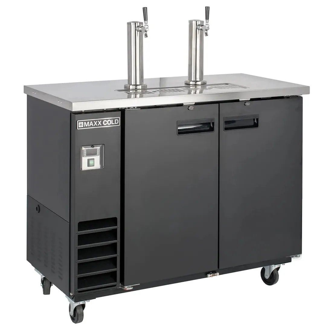 Maxx Cold MXBD48-2BHC 47" Draft Beer Cooler w/ 2 Kegs, 10.5 cu. ft., 2 Single-Tap Towers