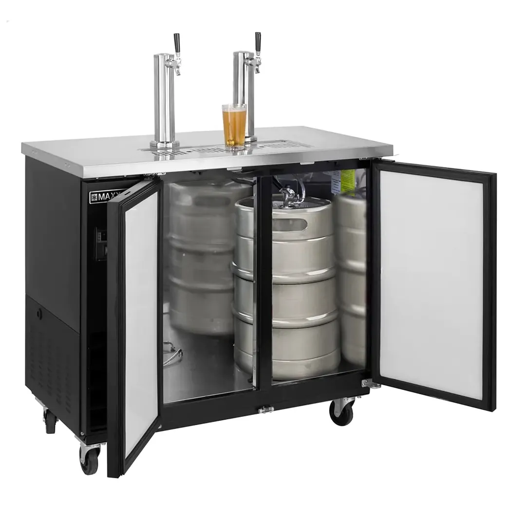 Maxx Cold MXBD48-2BHC 47" Draft Beer Cooler w/ 2 Kegs, 10.5 cu. ft., 2 Single-Tap Towers