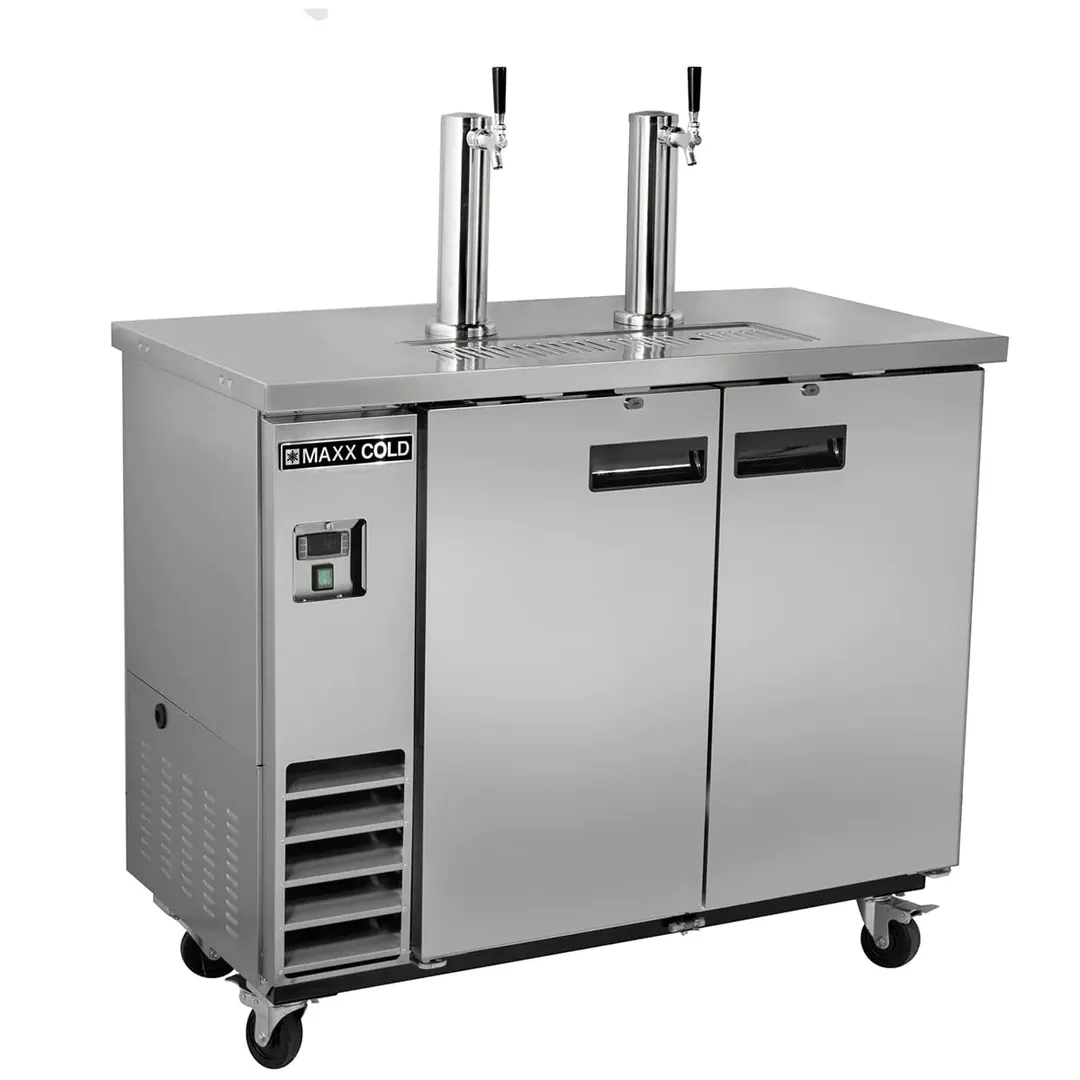 Maxx Cold MXBD48-2SHC 47" Draft Beer Cooler w/ 2 Kegs, 10.5 cu. ft., 2 Single-Tap Towers