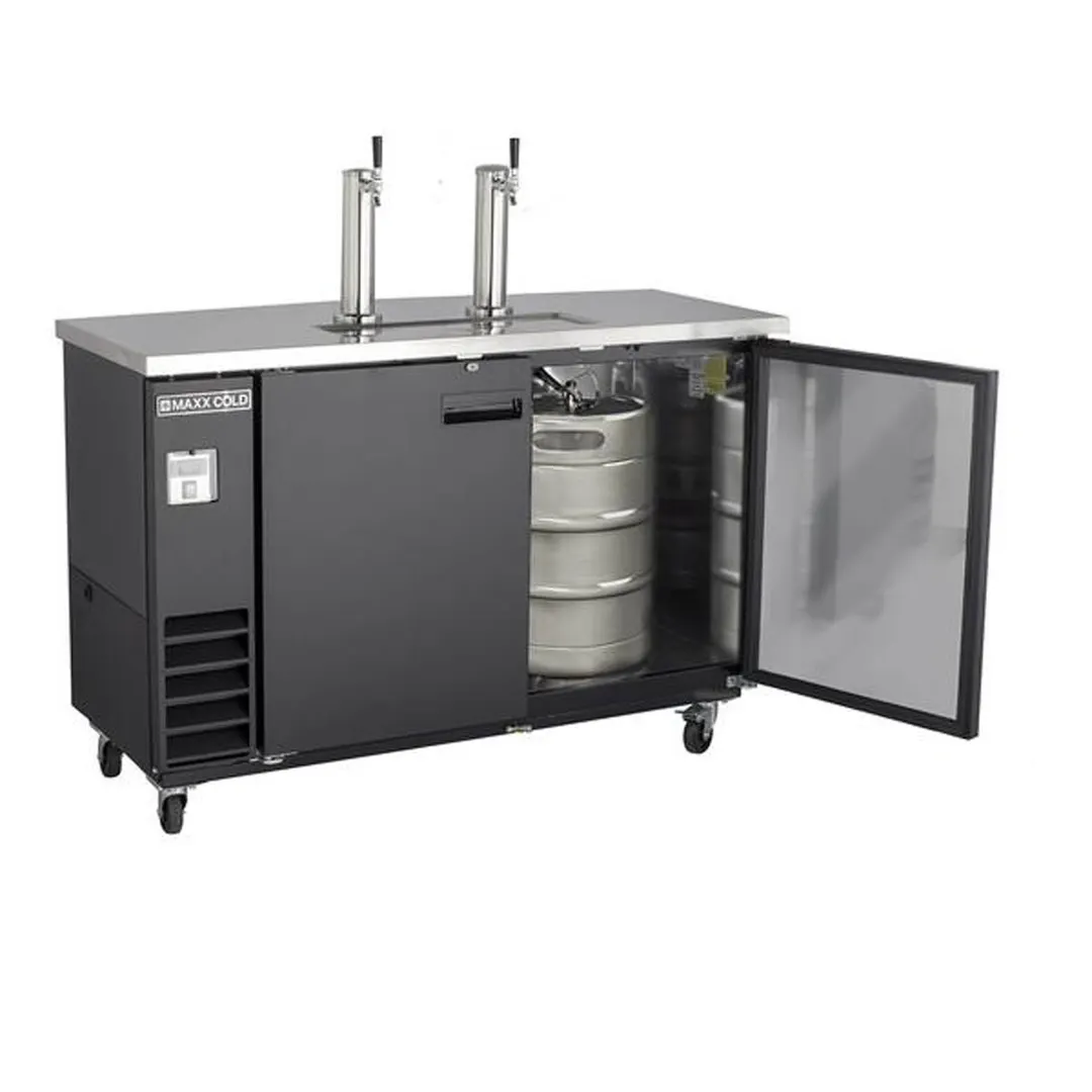 Maxx Cold MXBD60-2BHC 61" Draft Beer Cooler w/ 2 Kegs, 14.2 cu. ft., 2 Single-Tap Towers