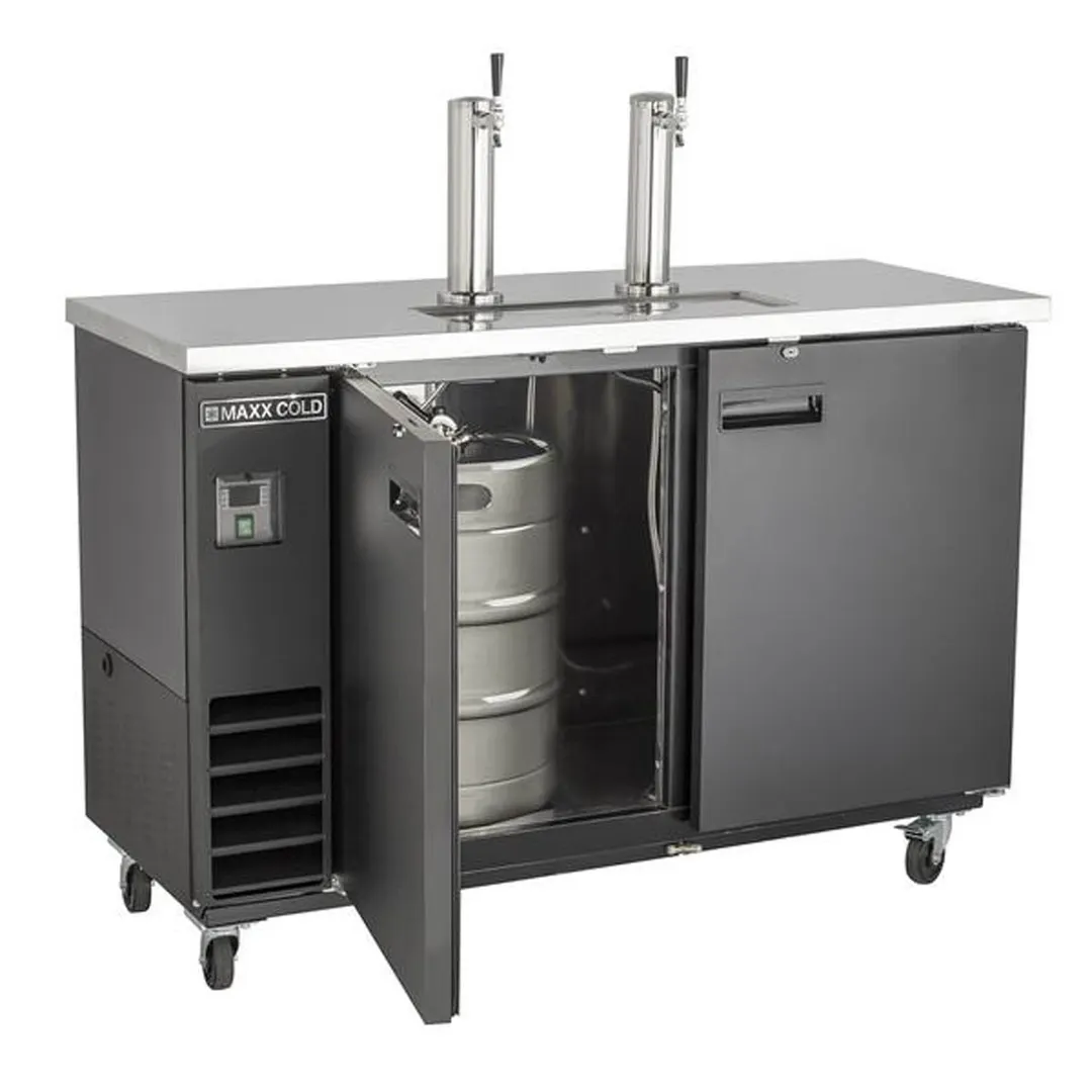 Maxx Cold MXBD60-2BHC 61" Draft Beer Cooler w/ 2 Kegs, 14.2 cu. ft., 2 Single-Tap Towers