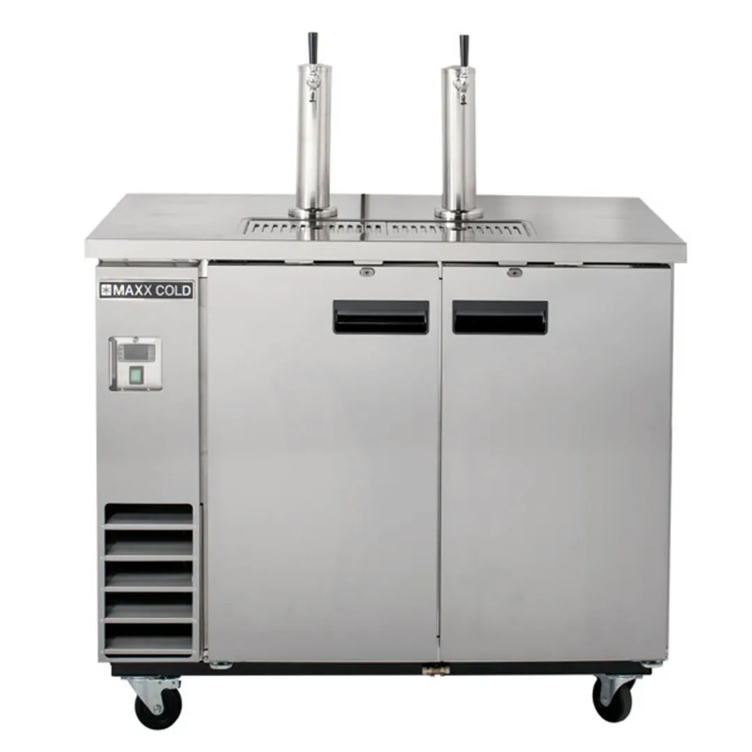 Maxx Cold MXBD60-2SHC 61" Draft Beer Cooler w/ 2 Kegs, 14.2 cu. ft., 2 Single-Tap Towers