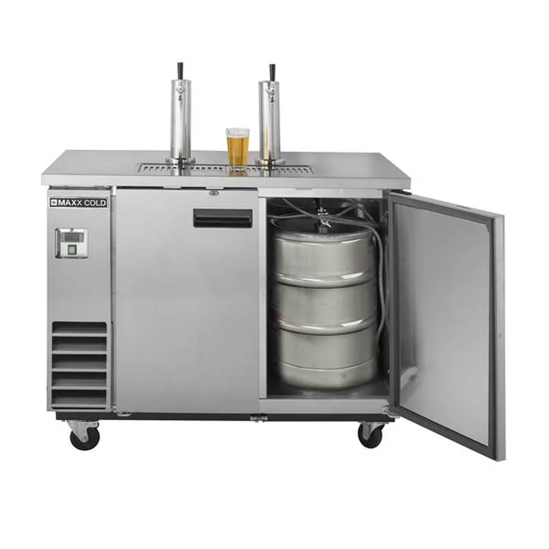 Maxx Cold MXBD60-2SHC 61" Draft Beer Cooler w/ 2 Kegs, 14.2 cu. ft., 2 Single-Tap Towers