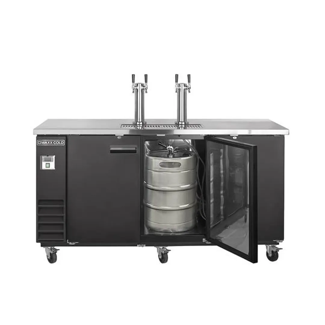 Maxx Cold MXBD72-2BHC 73" Draft Beer Cooler w/ 3 Kegs, 17.3 cu. ft., 2 Dual-Tap Towers