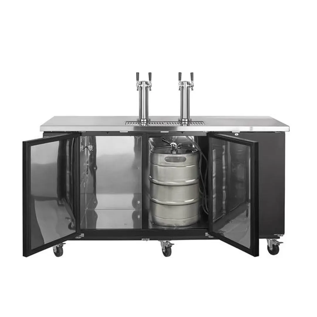 Maxx Cold MXBD72-2BHC 73" Draft Beer Cooler w/ 3 Kegs, 17.3 cu. ft., 2 Dual-Tap Towers