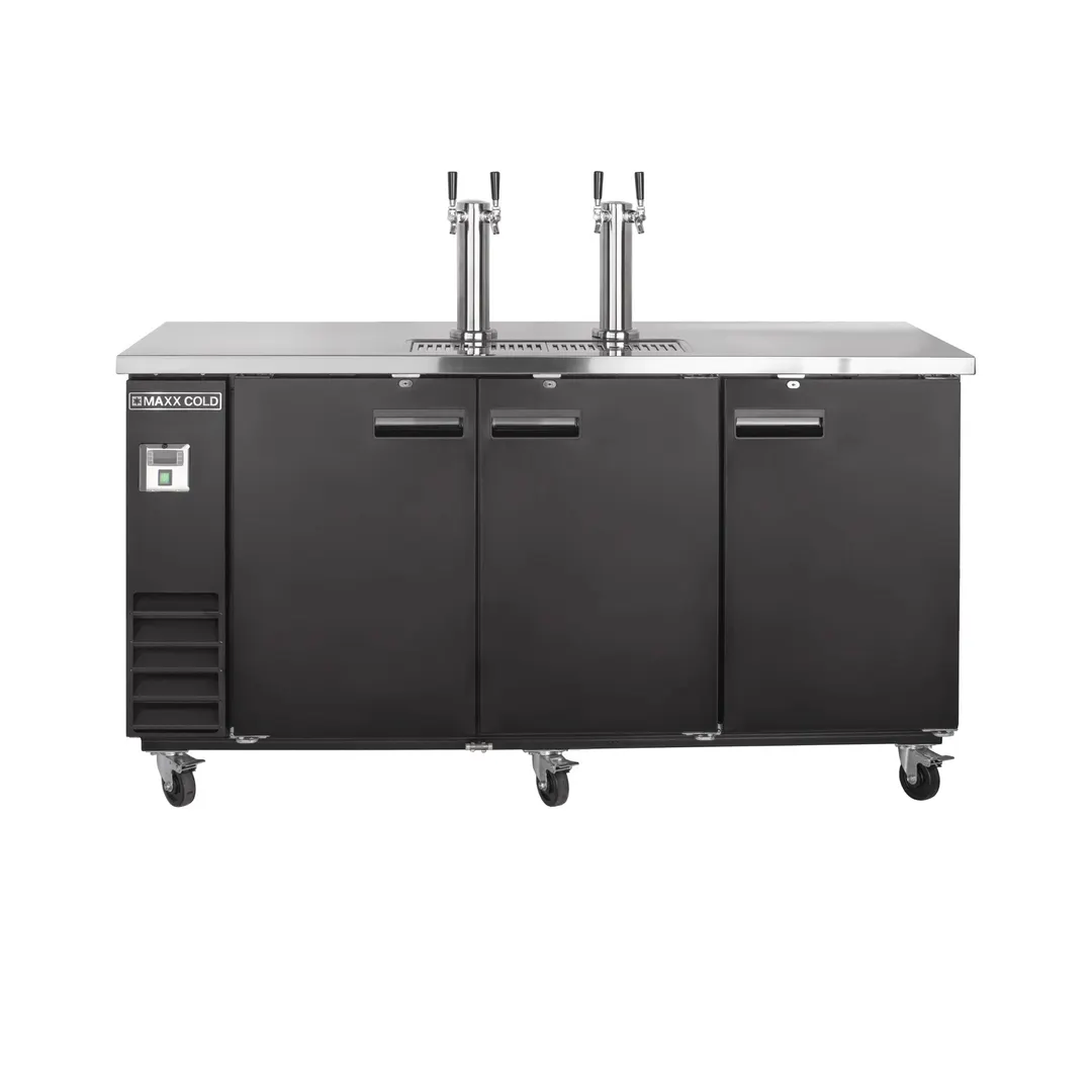 Maxx Cold MXBD72-2BHC 73" Draft Beer Cooler w/ 3 Kegs, 17.3 cu. ft., 2 Dual-Tap Towers