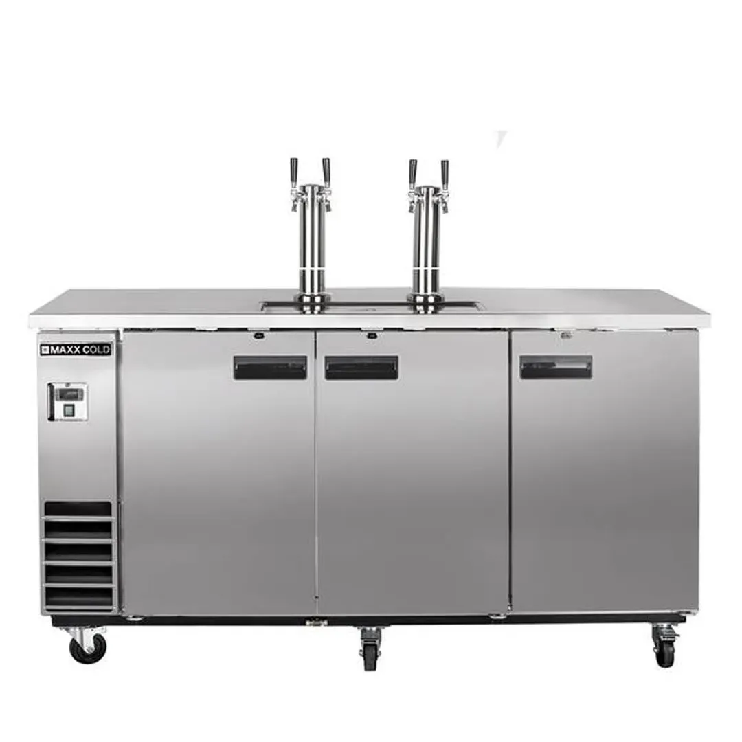 Maxx Cold MXBD72-2SHC 73" Draft Beer Cooler w/ 3 Kegs, 17.3 cu. ft., 2 Dual-Tap Towers