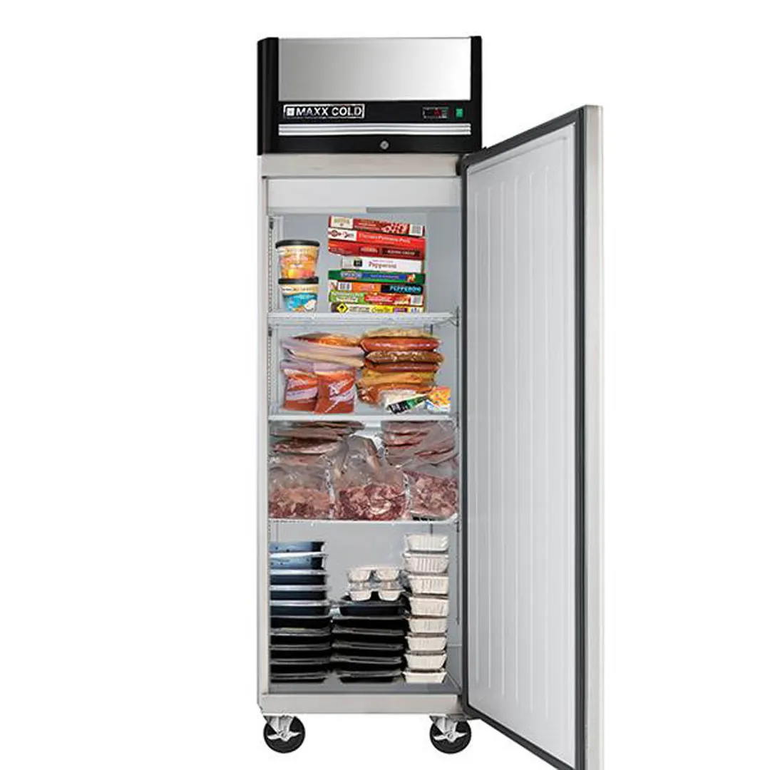 Maxx Cold MXCF-23FDHC 26.75" 1-Solid Door Reach-In Freezer, Top Mounted, 23 cu. ft., Stainless Steel Exterior