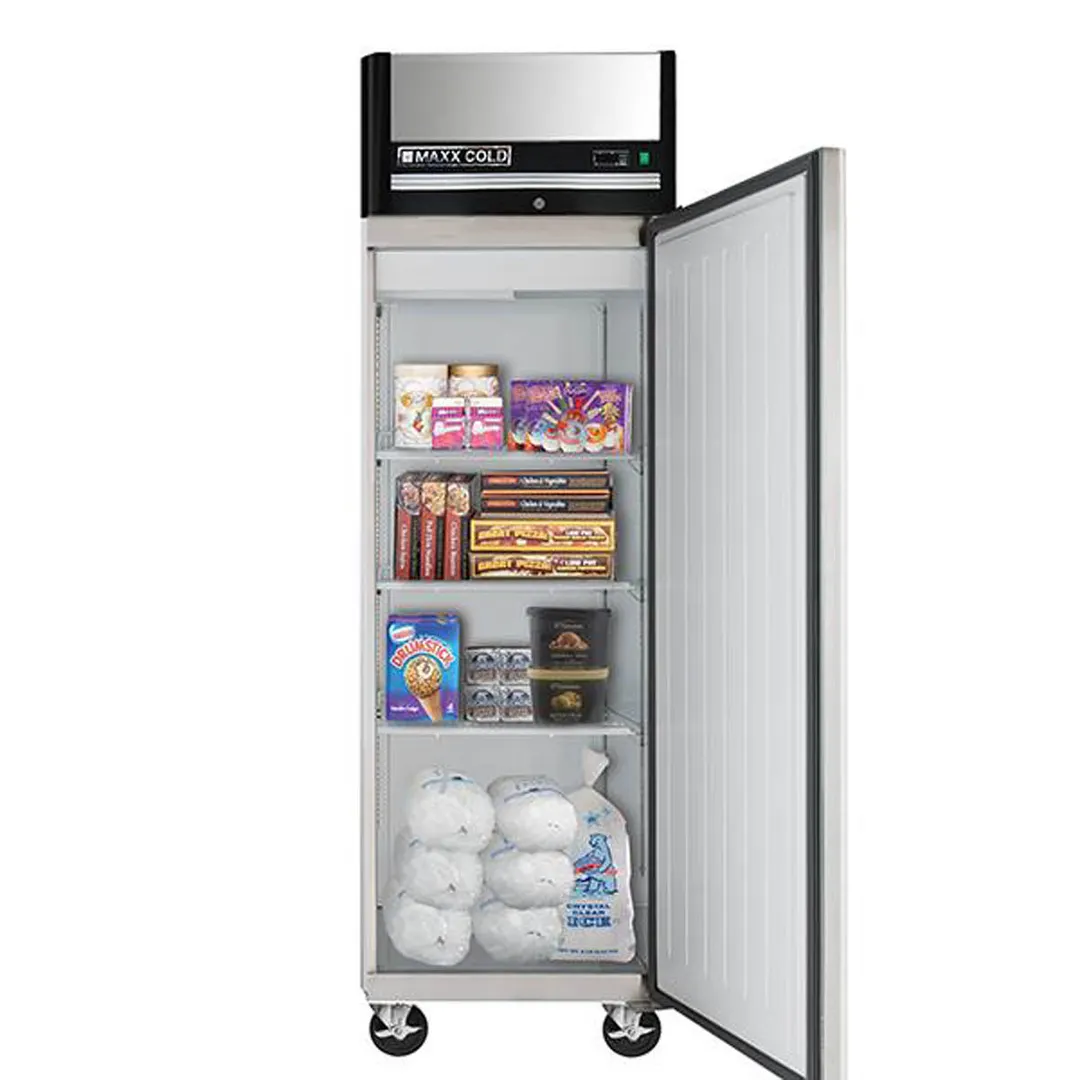 Maxx Cold MXCF-23FDHC 26.75" 1-Solid Door Reach-In Freezer, Top Mounted, 23 cu. ft., Stainless Steel Exterior
