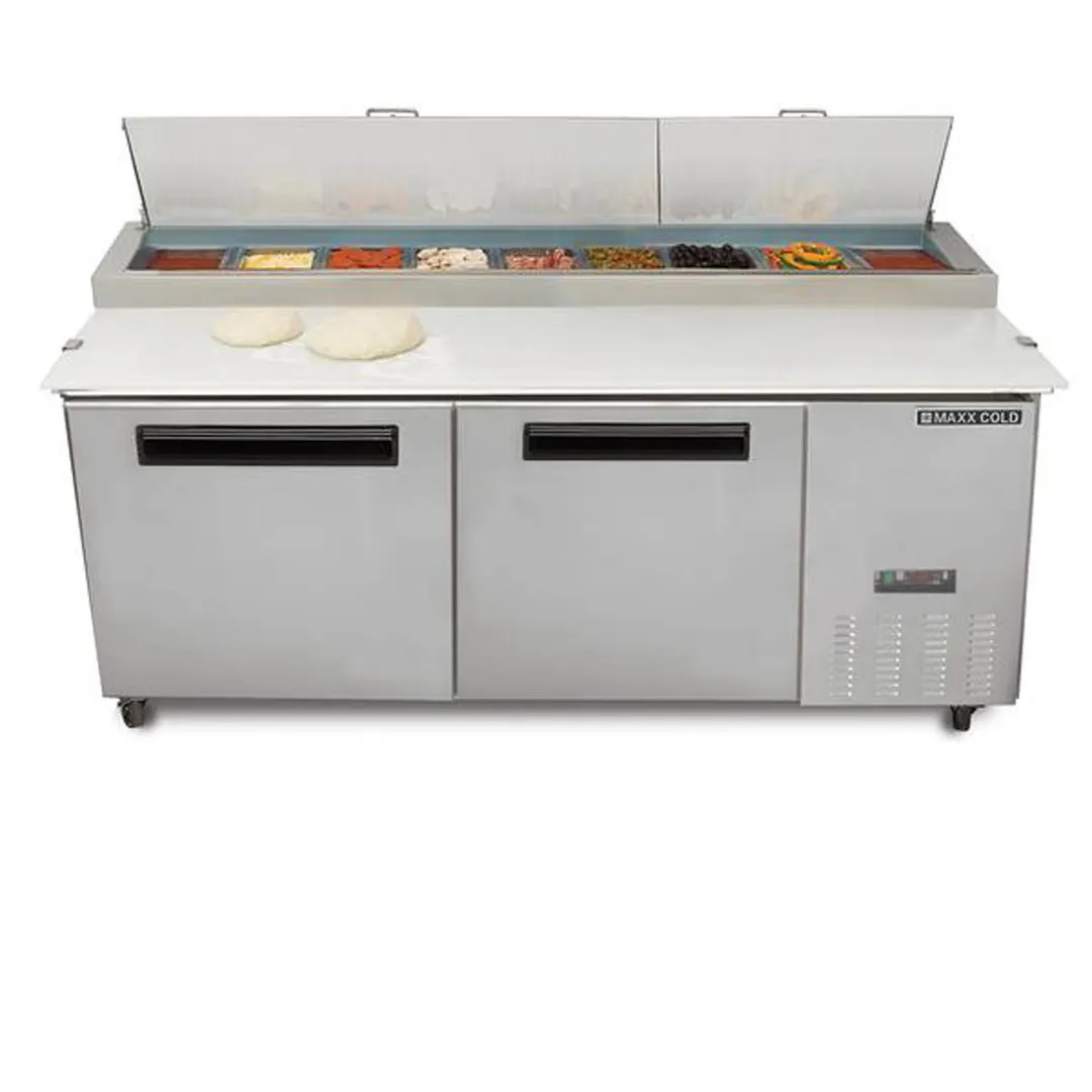 Maxx Cold MXCPP70HC 70" Refrigerated Pizza Prep Table w/ 2 Doors, 22 cu. ft.